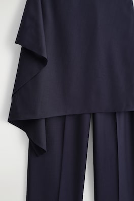 WOOL SKIRT TROUSERS — NAVY 1