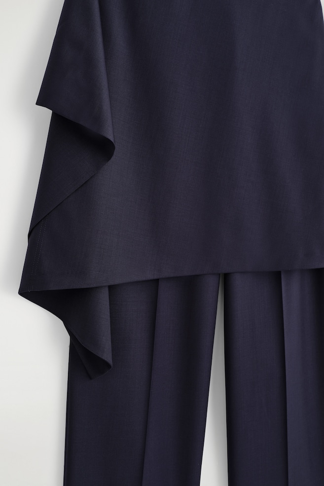 WOOL SKIRT TROUSERS — NAVY