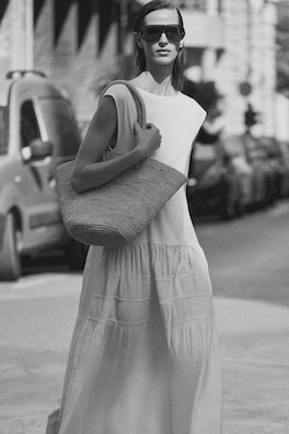 TIERED GATHERED MIDI DRESS — WHITE 6