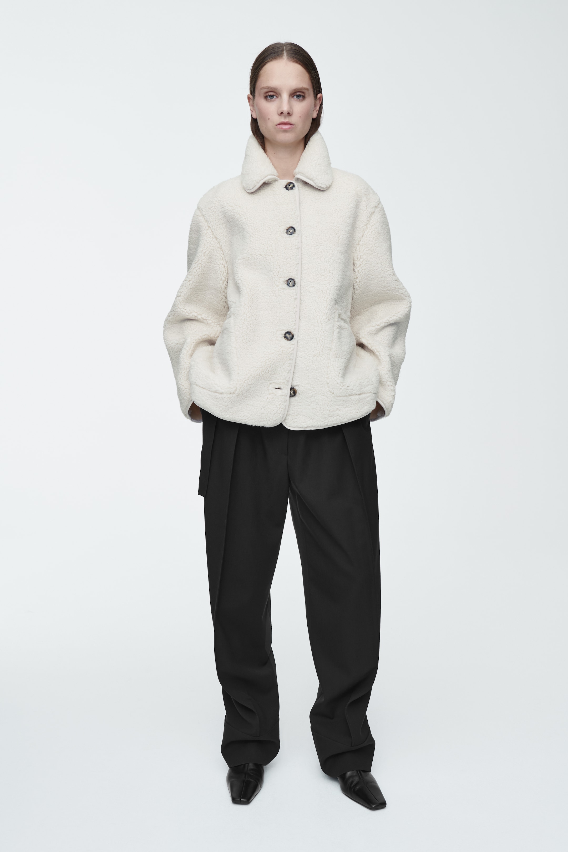 View larger image: COLLARED TEDDY JACKET - IVORY - Ladies | H&M GB 2