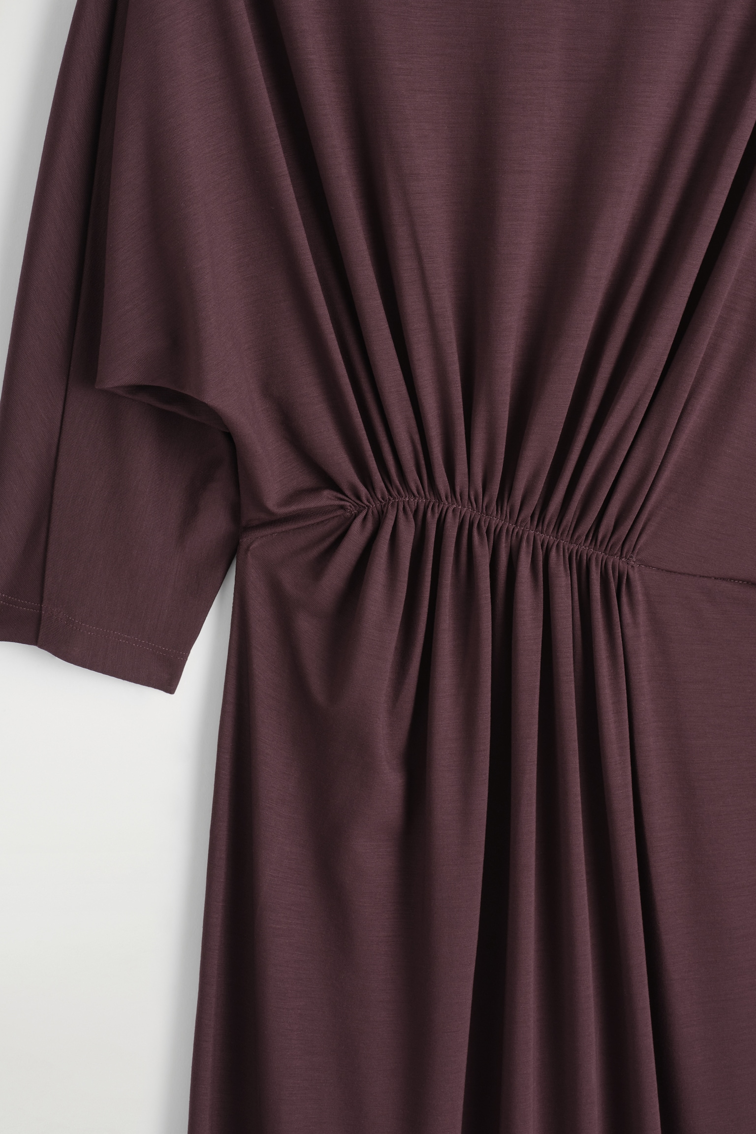 ROBE MIDI DRAPÉE À TAILLE FRONCÉE - BORDEAUX - 3