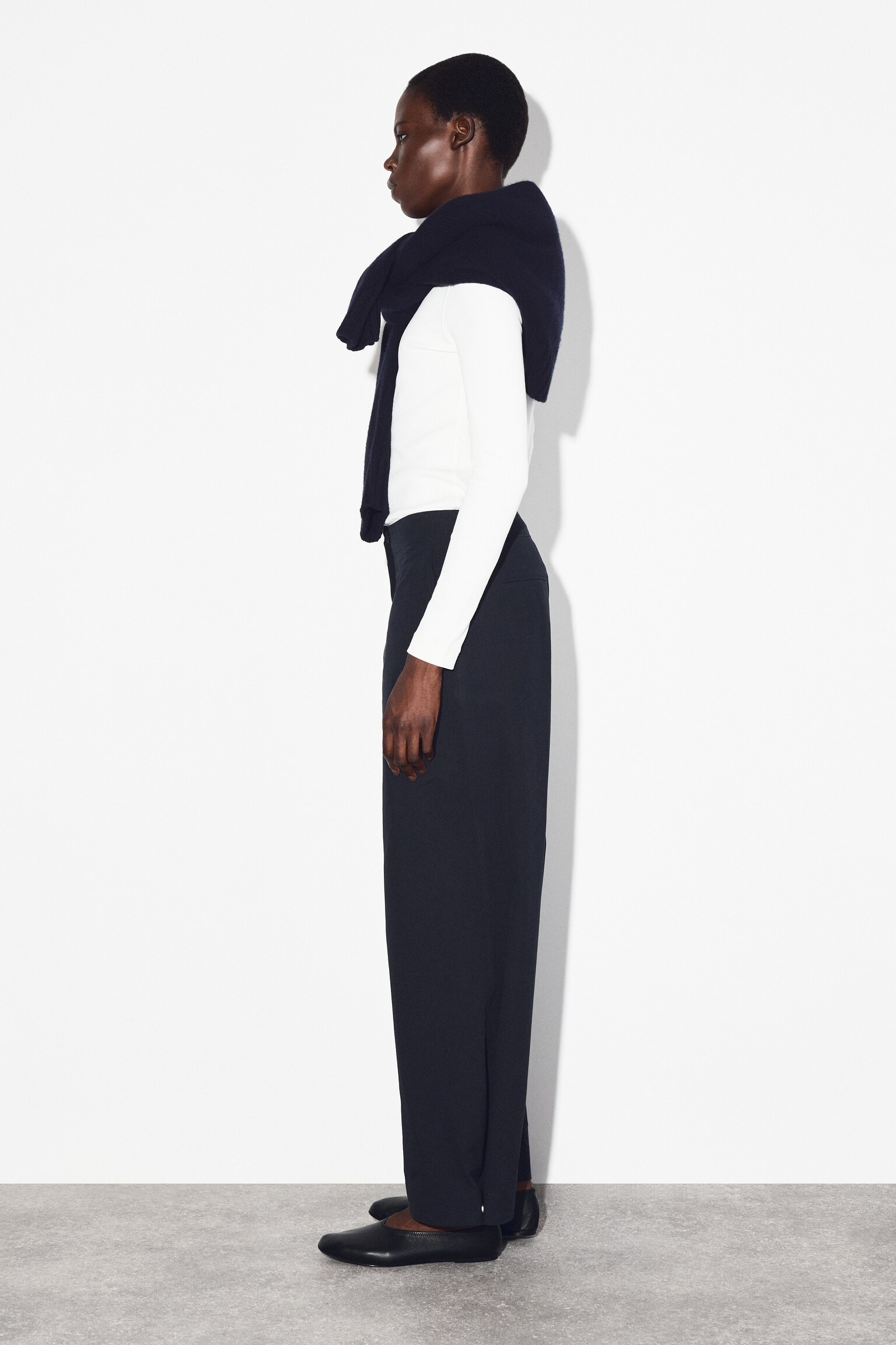 PANTALON BARREL EN COTON PIMA - BLEU MARINE/GRIS FONCÉ - 3
