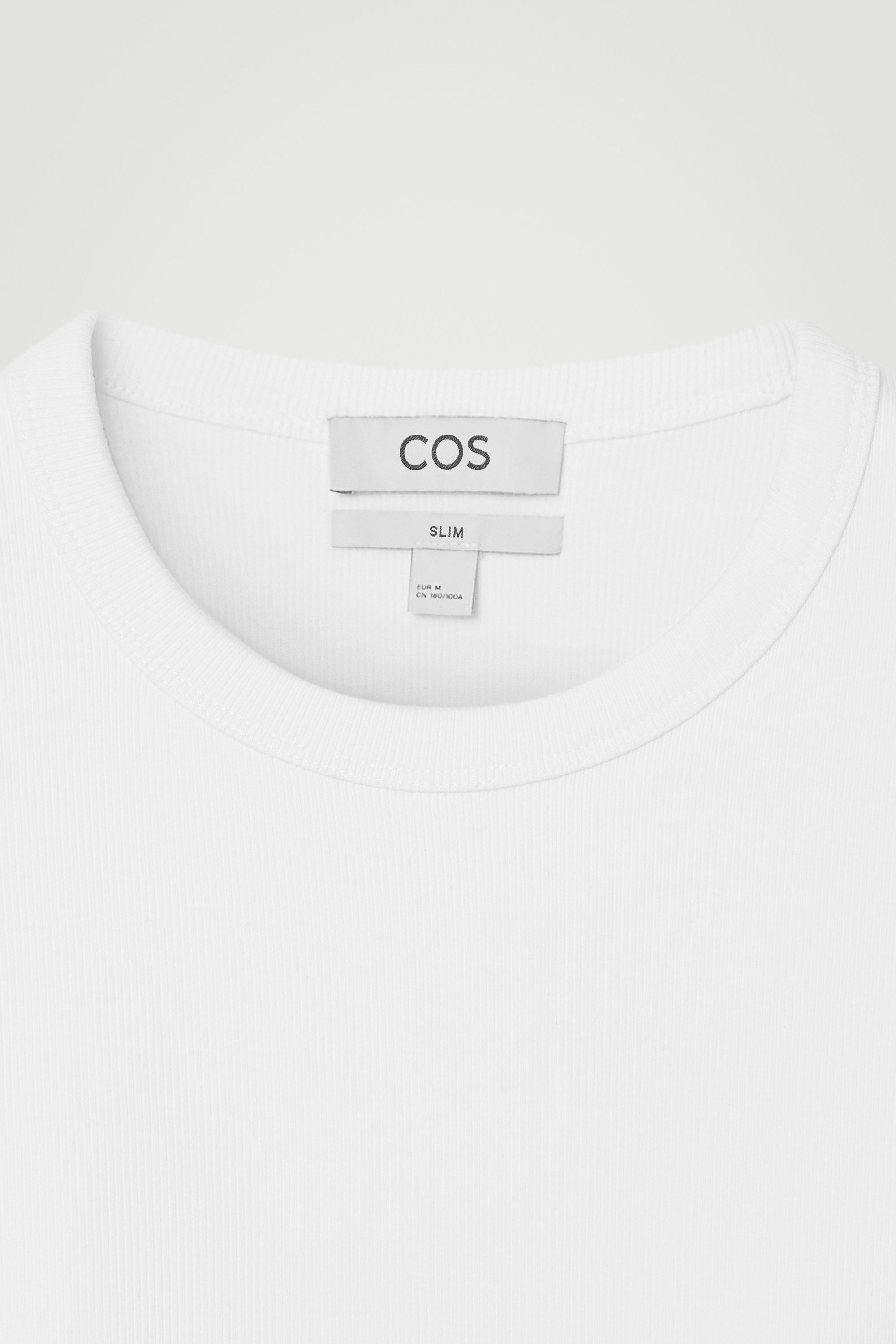 SLIM RIBBED COTTON T-SHIRT - WHITE | COS