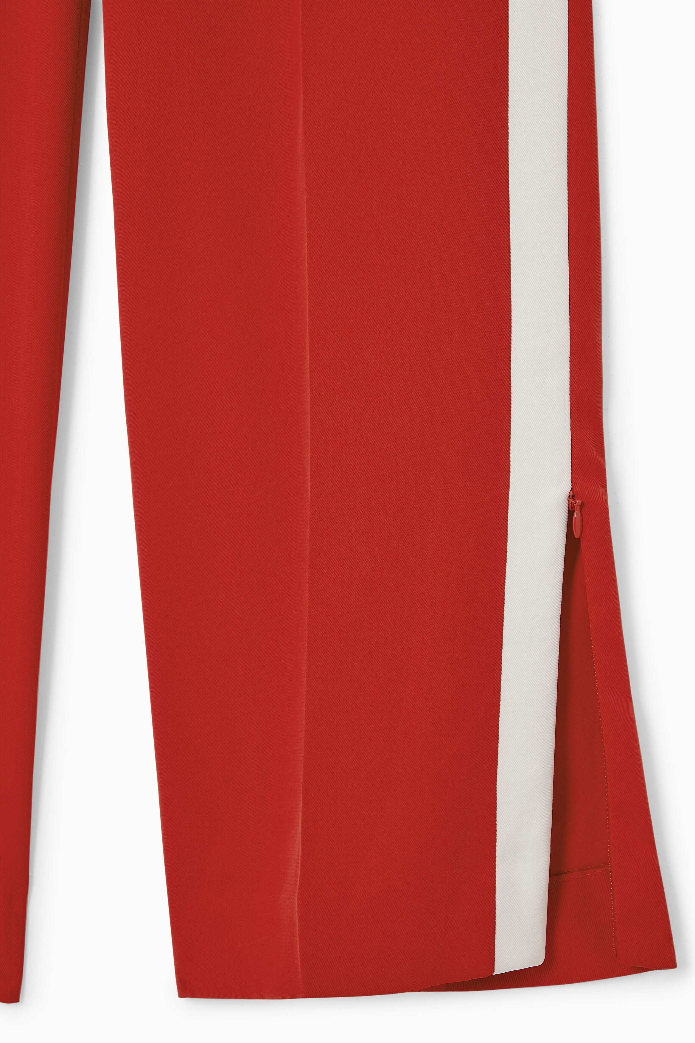 STRIPED SPLIT-CUFF TROUSERS - RED / OFF-WHITE | COS