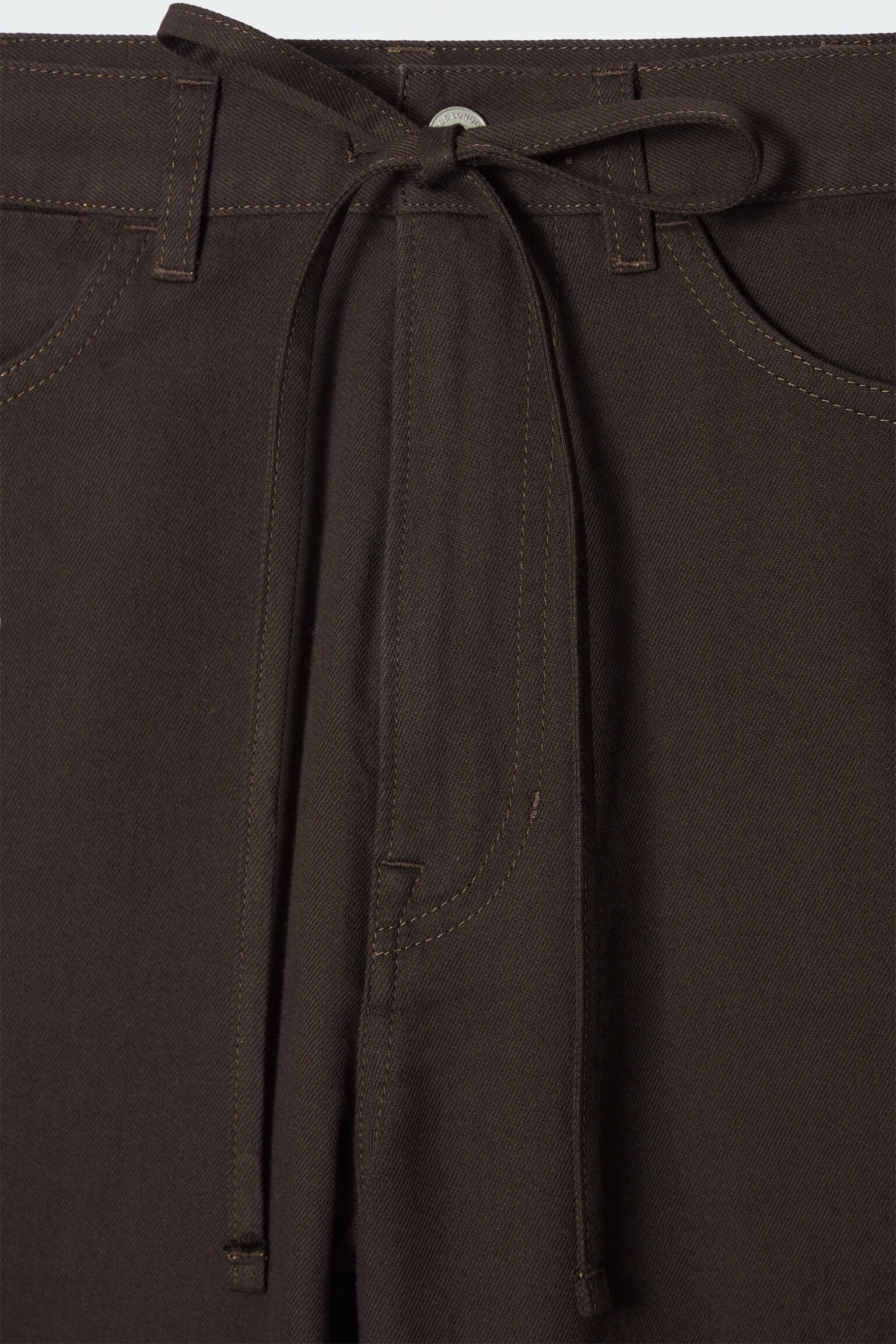 PANTALON LARGE TAILLE AJUSTABLE - BRUN FONCÉ/NOIR - 2