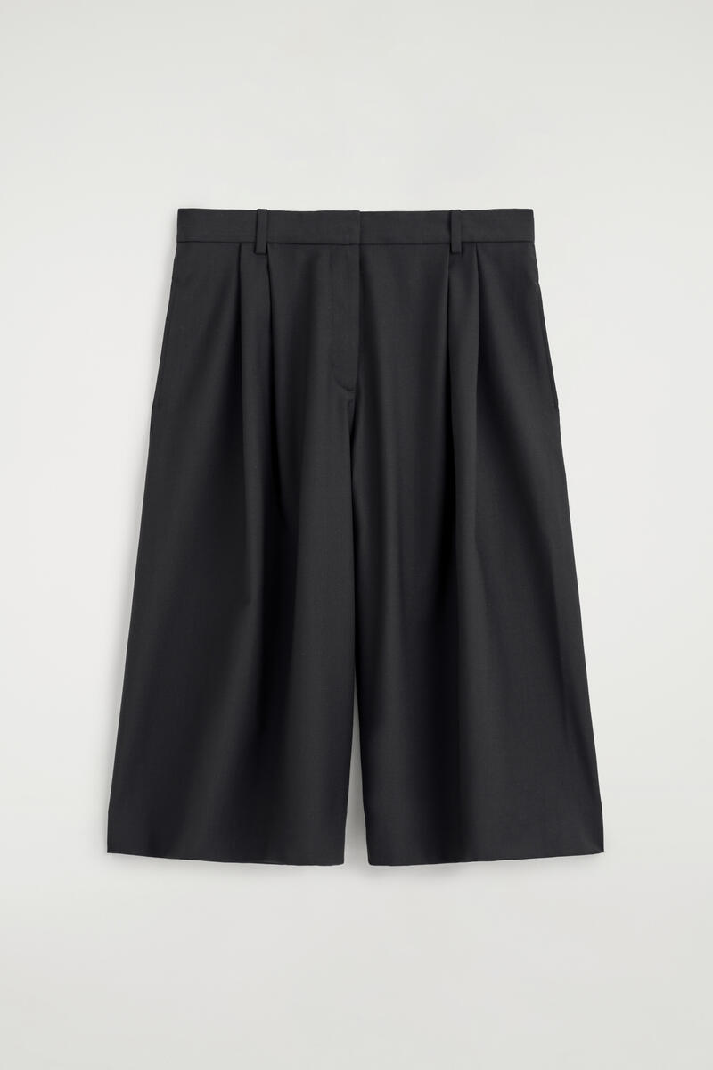 Pleated Wool-Blend Culottes
