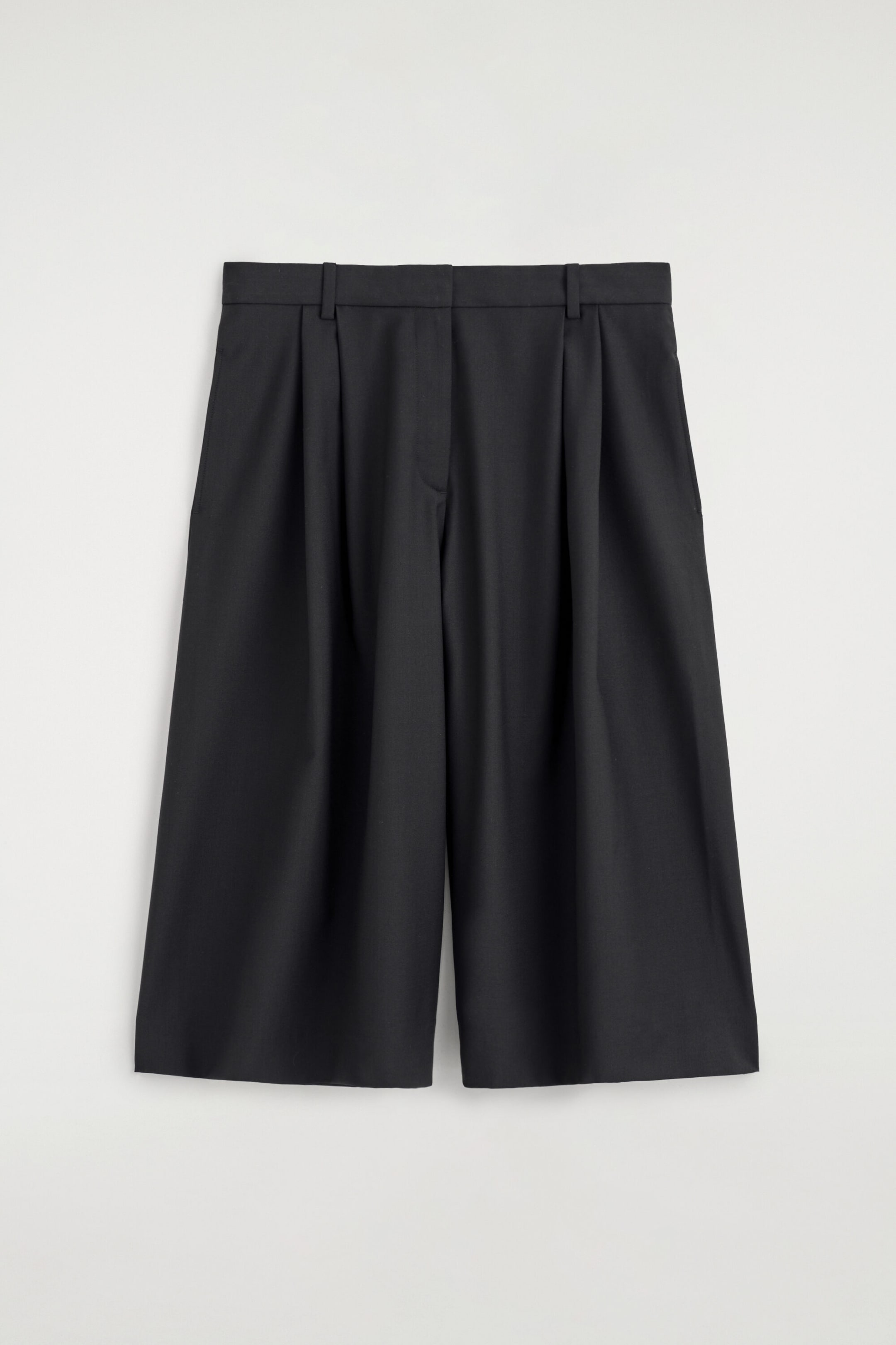 Pantalon-culotte plissé en laine mélangée