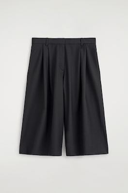 PLEATED WOOL-BLEND CULOTTES — BLACK 6