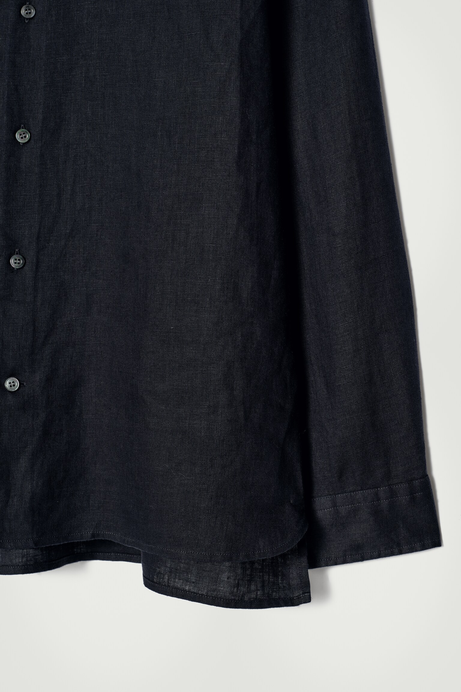CHEMISE À COL OFFICIER EN LIN - BLEU MARINE/BLANC - 5
