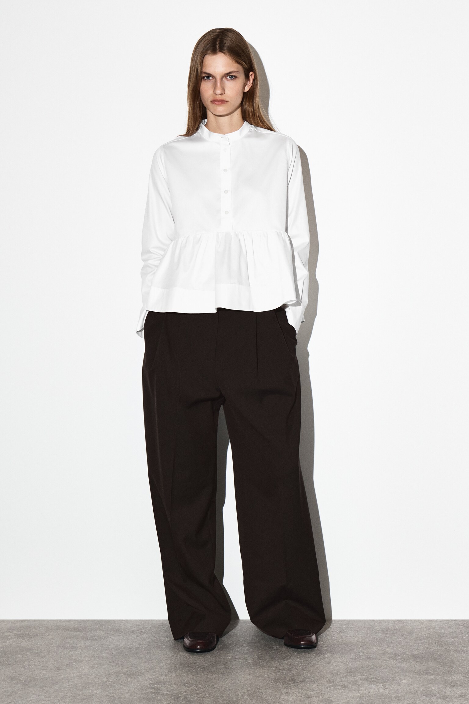 CHEMISE À BASQUE EN COTON - BLANC - 7