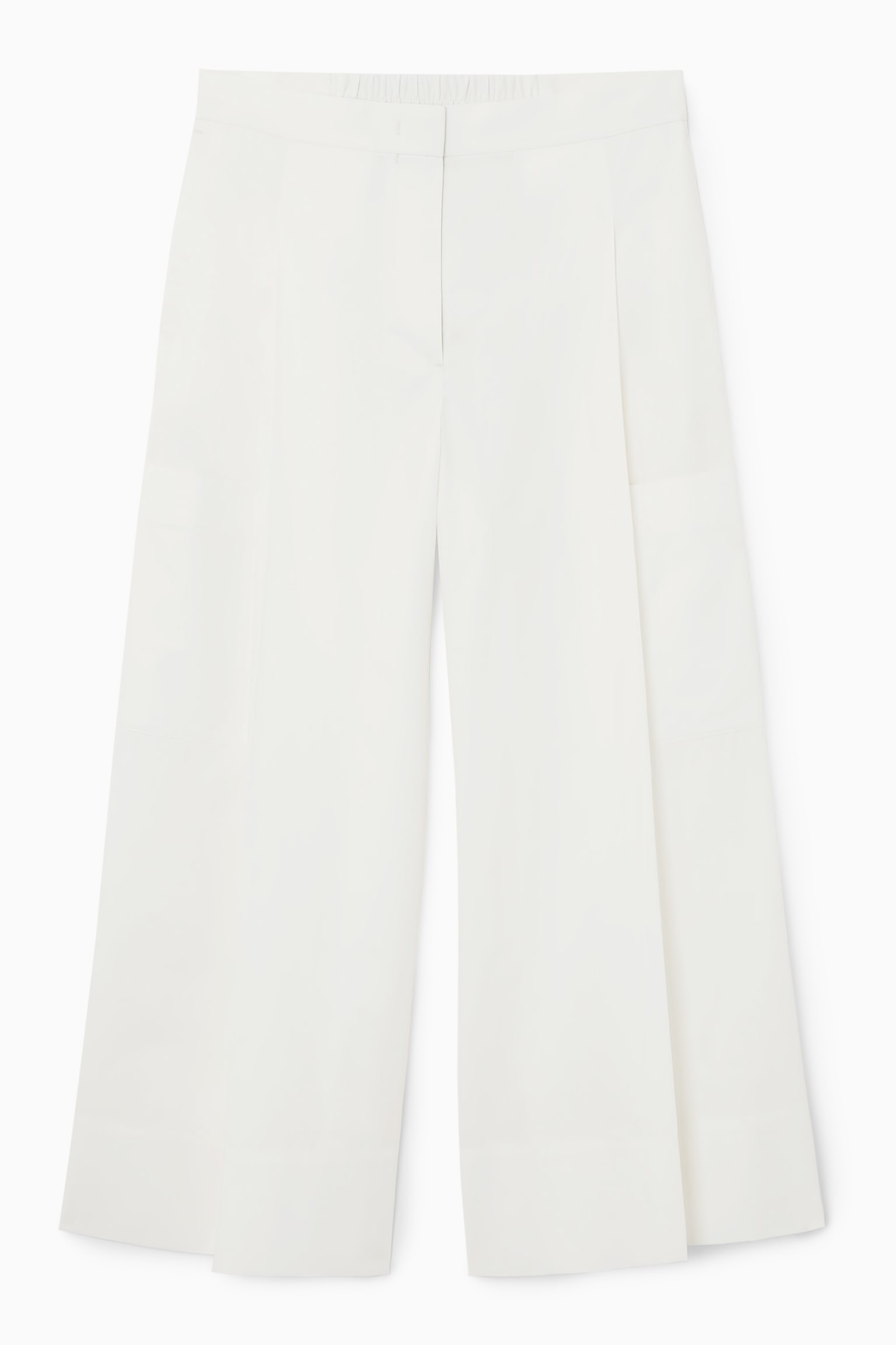 ELASTICATED PLEATED CULOTTES - WHITE/BLACK