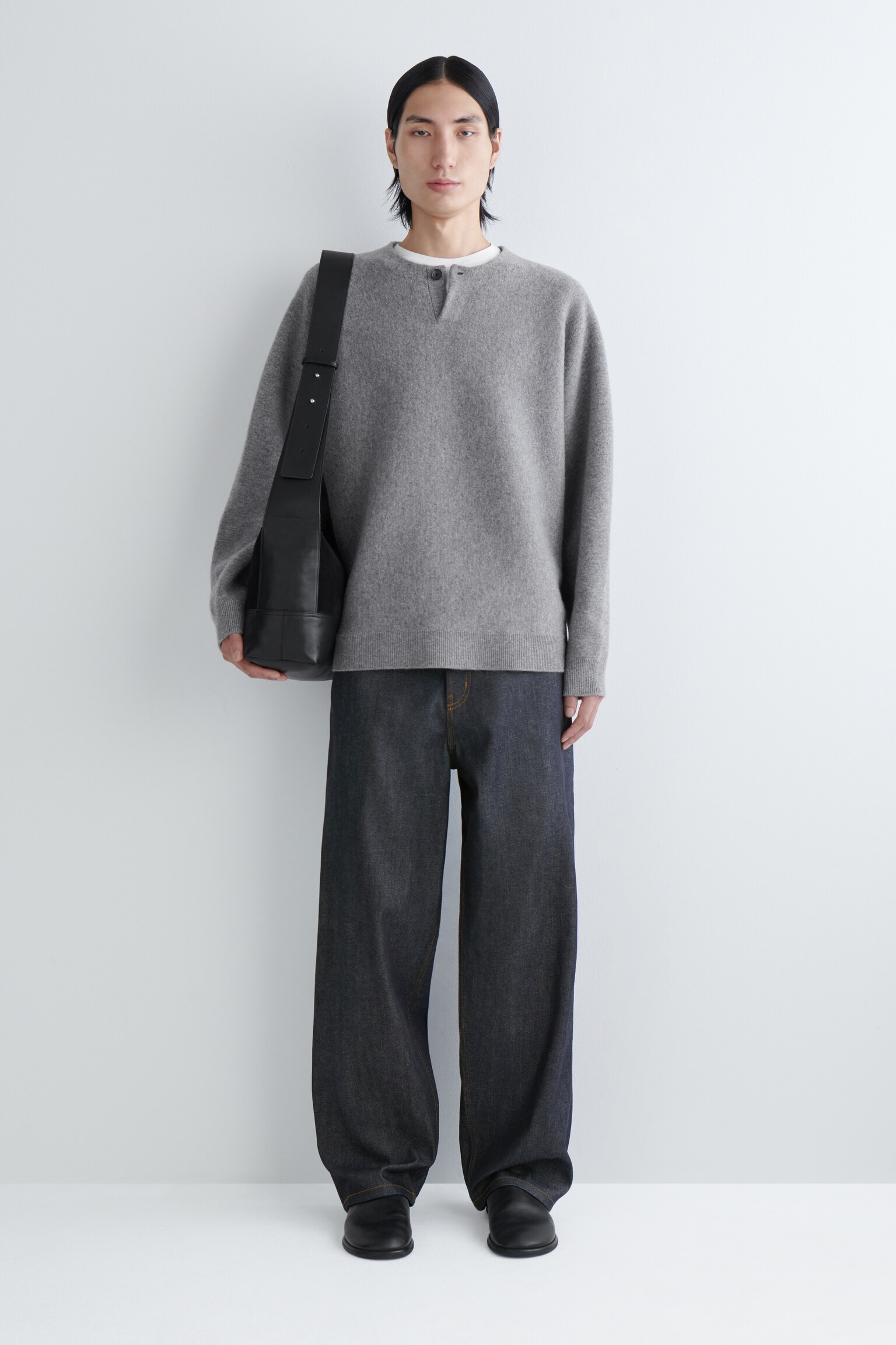 PULL HENLEY EN LAINE MÉRINOS DOUBLE FACE - GRIS - 5