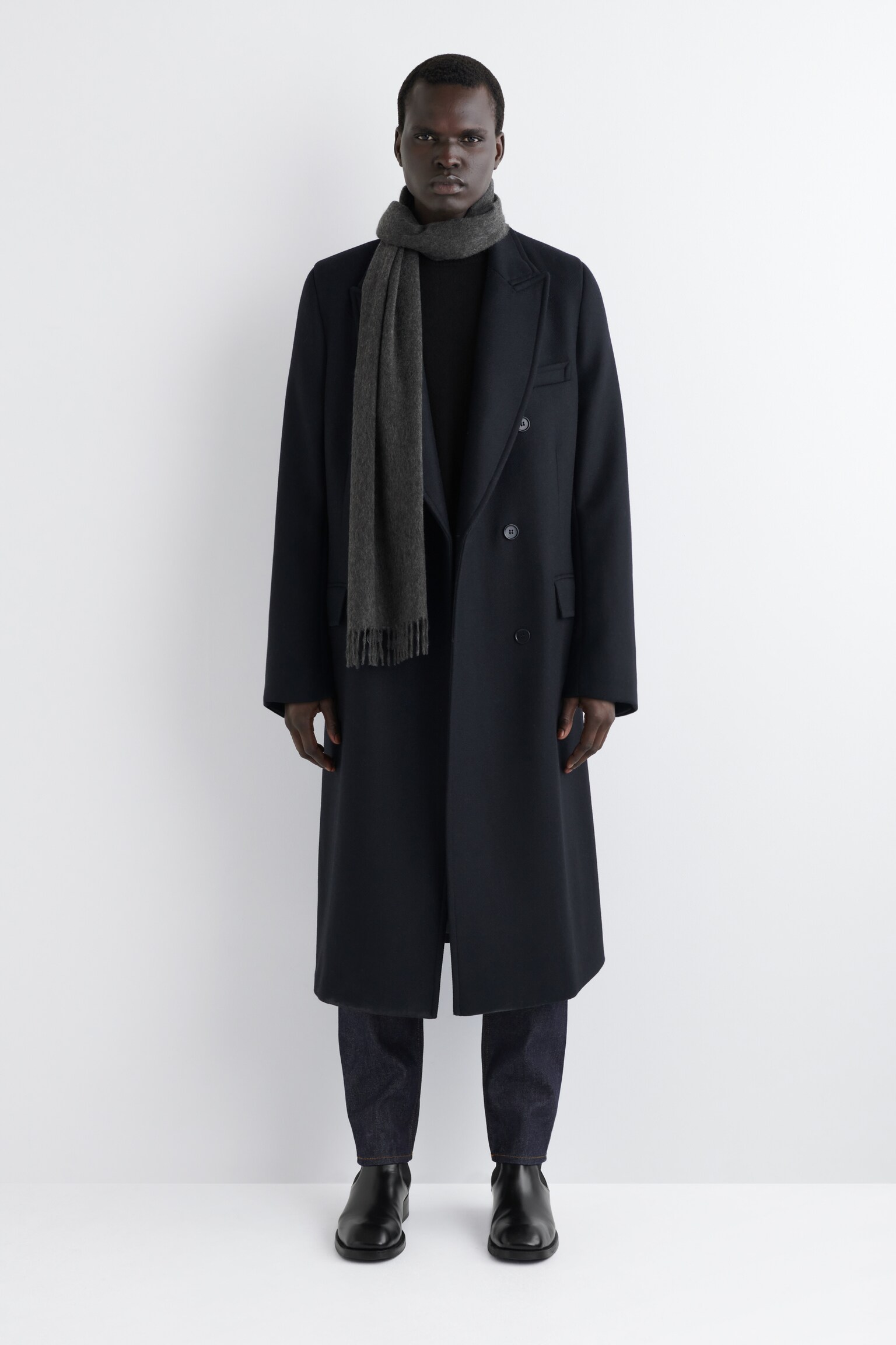 CASHMERE SCARF - CHARCOAL/BEIGE - 4