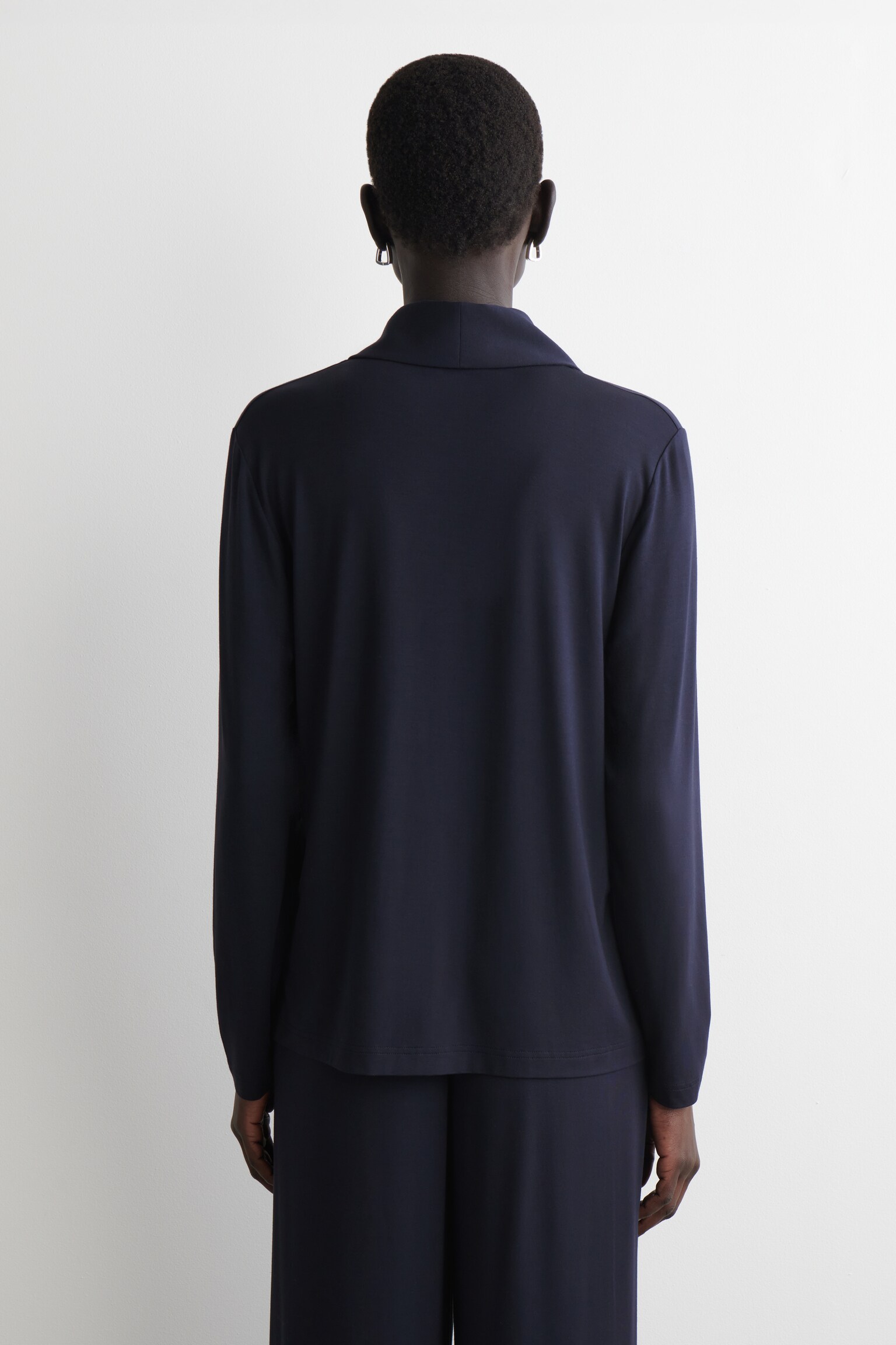 CARDIGAN À COL CHÂLE EN JERSEY - BLEU MARINE - 5