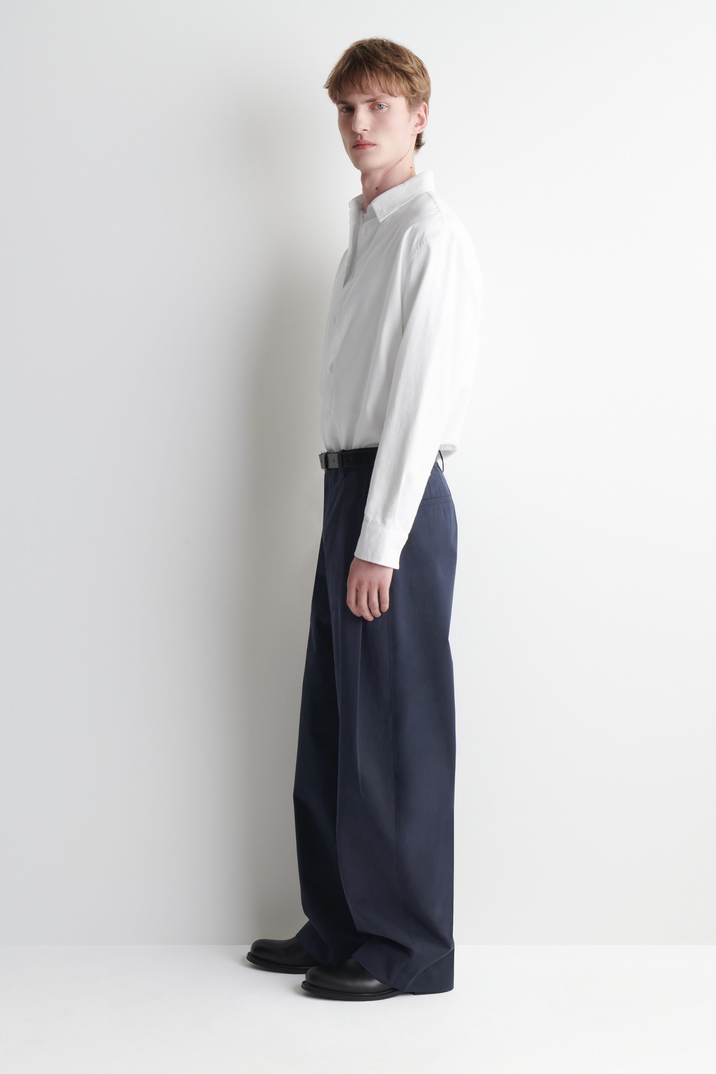 PLEATED COTTON RELAXED-FIT WIDE-LEG PANTS - thumbnail 3