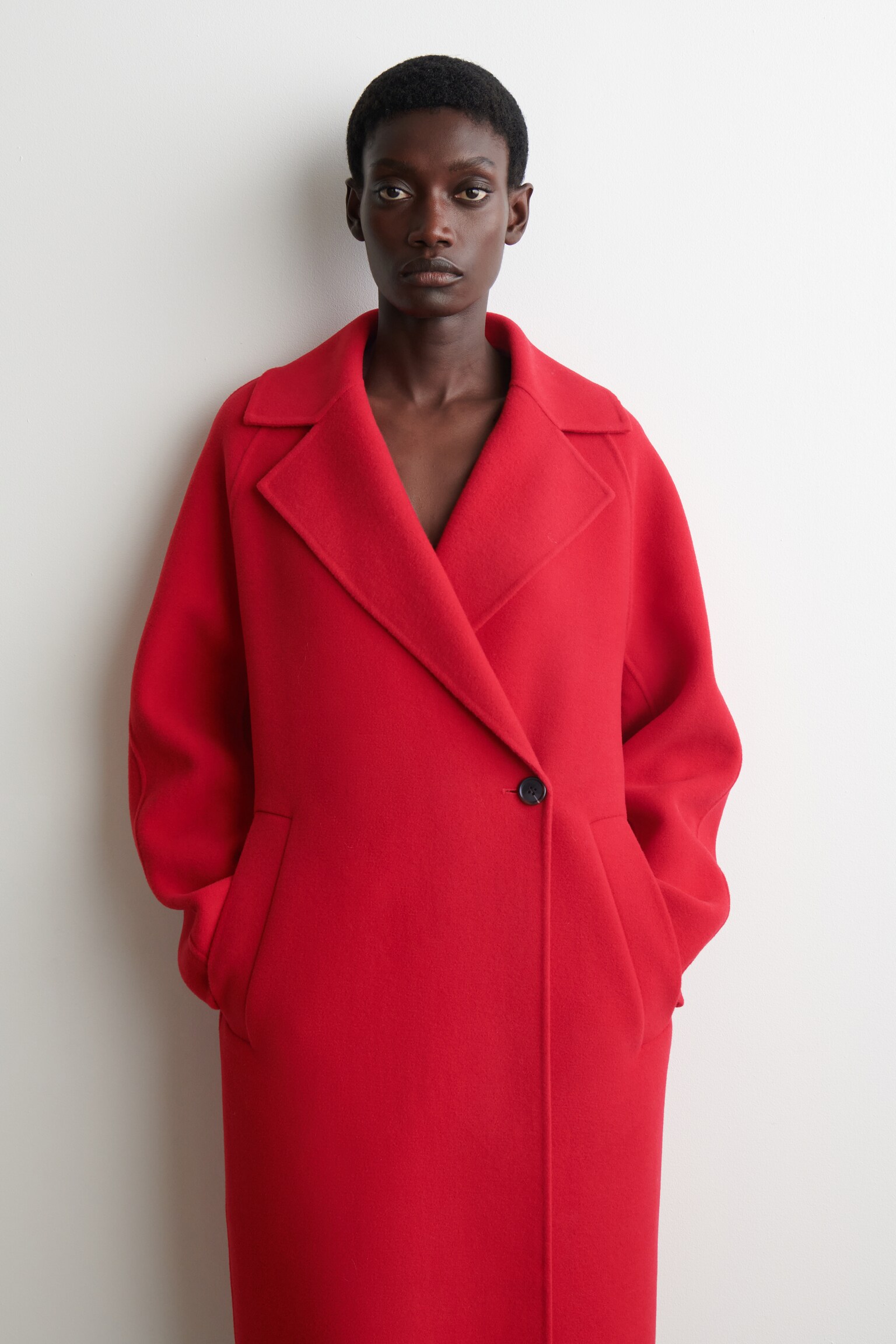 MANTEAU CROISÉ OVERSIZE EN LAINE - ROUGE - 3