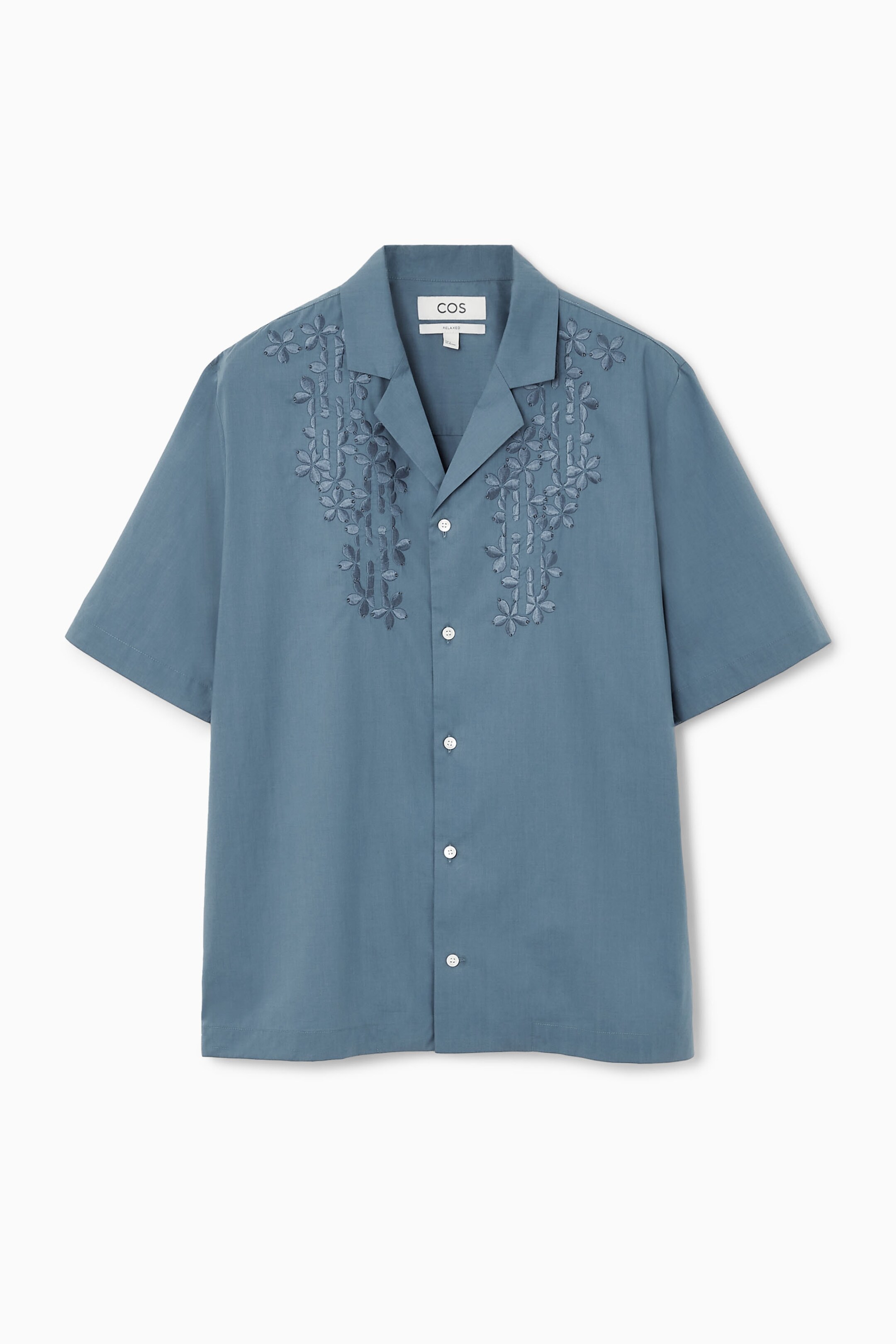 View larger image: RELAXED FLORAL EMBROIDERED SHORT-SLEEVED SHIRT - BLUE - Men | H&M GB 1