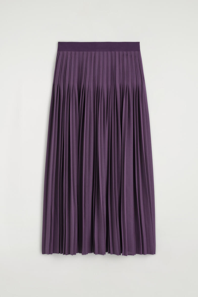 Pleated Crepe Midi Skirt