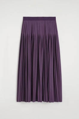 PLEATED CREPE MIDI SKIRT — PLUM 9