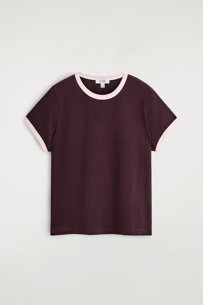 RINGER-T-SHIRT - BURGUNDERROT/CREME/WEISS/GESTREIFT/WEISS/BRAUN - 1