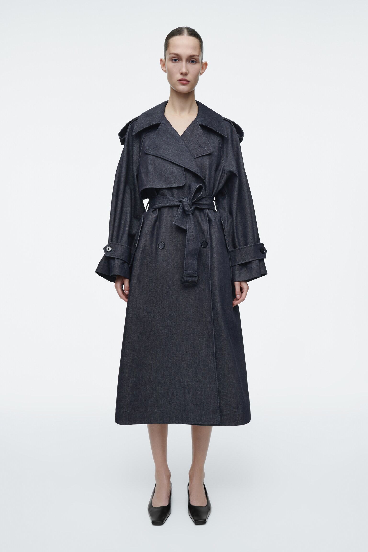 TRENCH-COAT OVERSIZE EN DENIM - INDIGO - 3