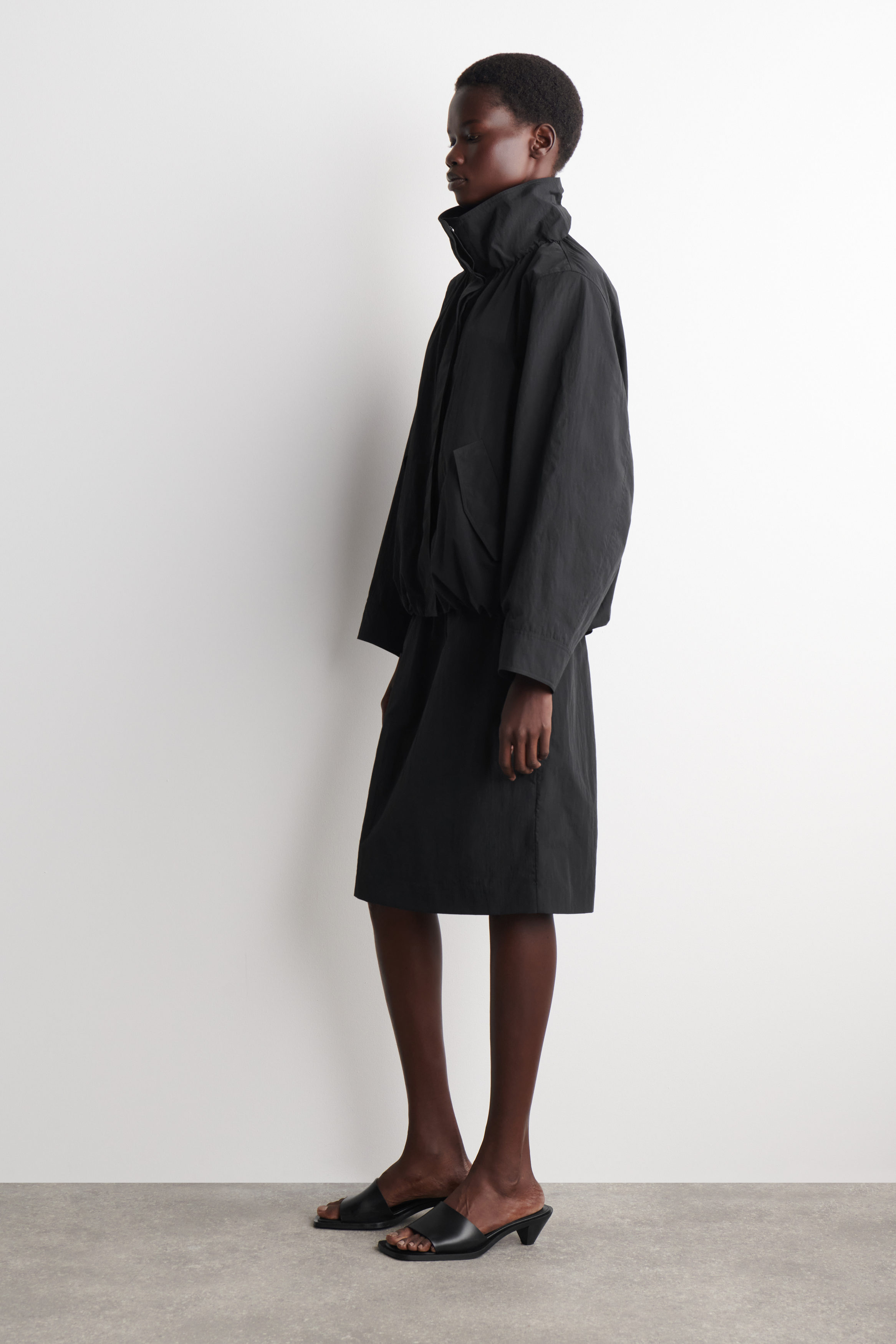 NYLON mock-NECK JACKET - BLACK | COS US