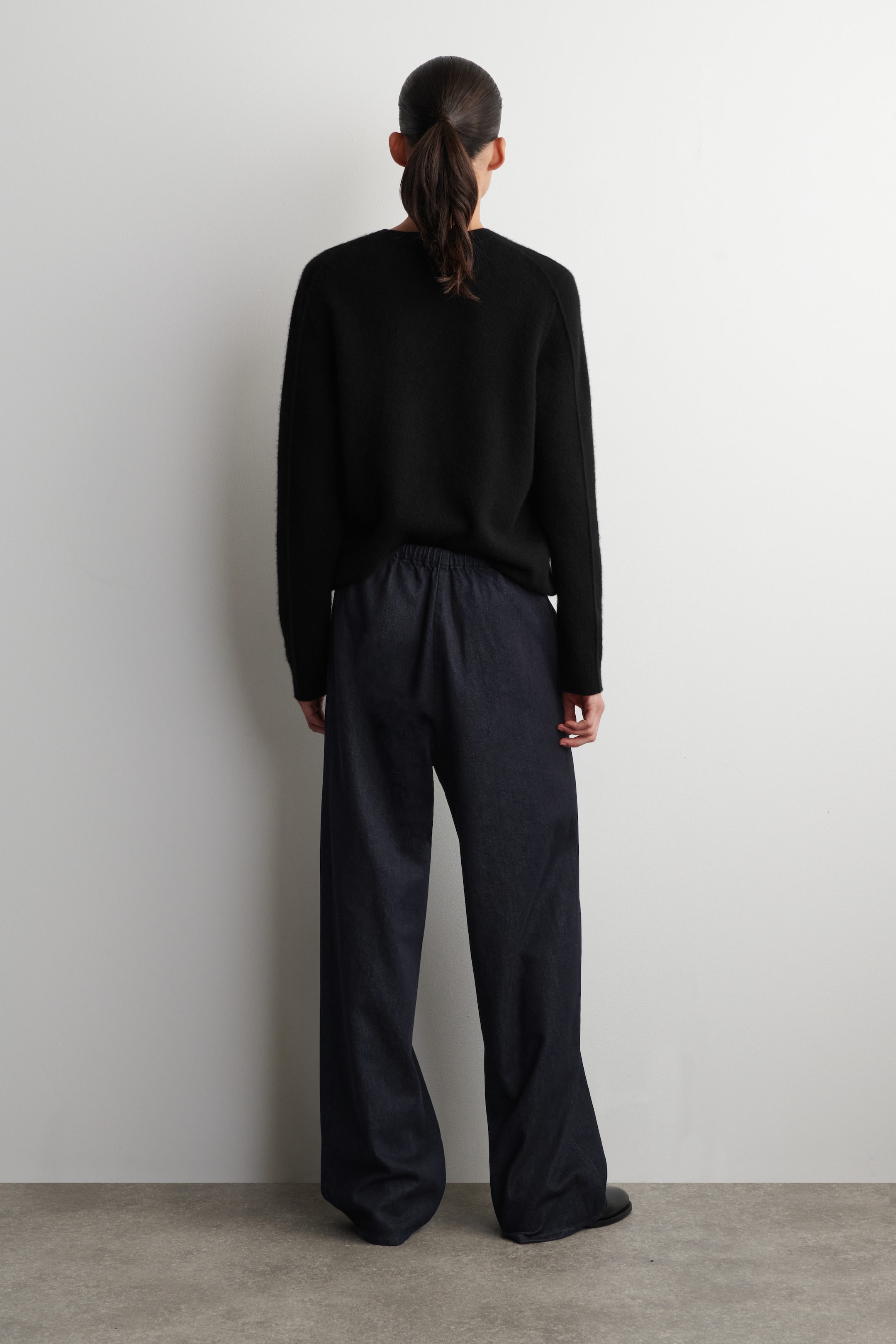 DRAWSTRING DENIM TROUSERS