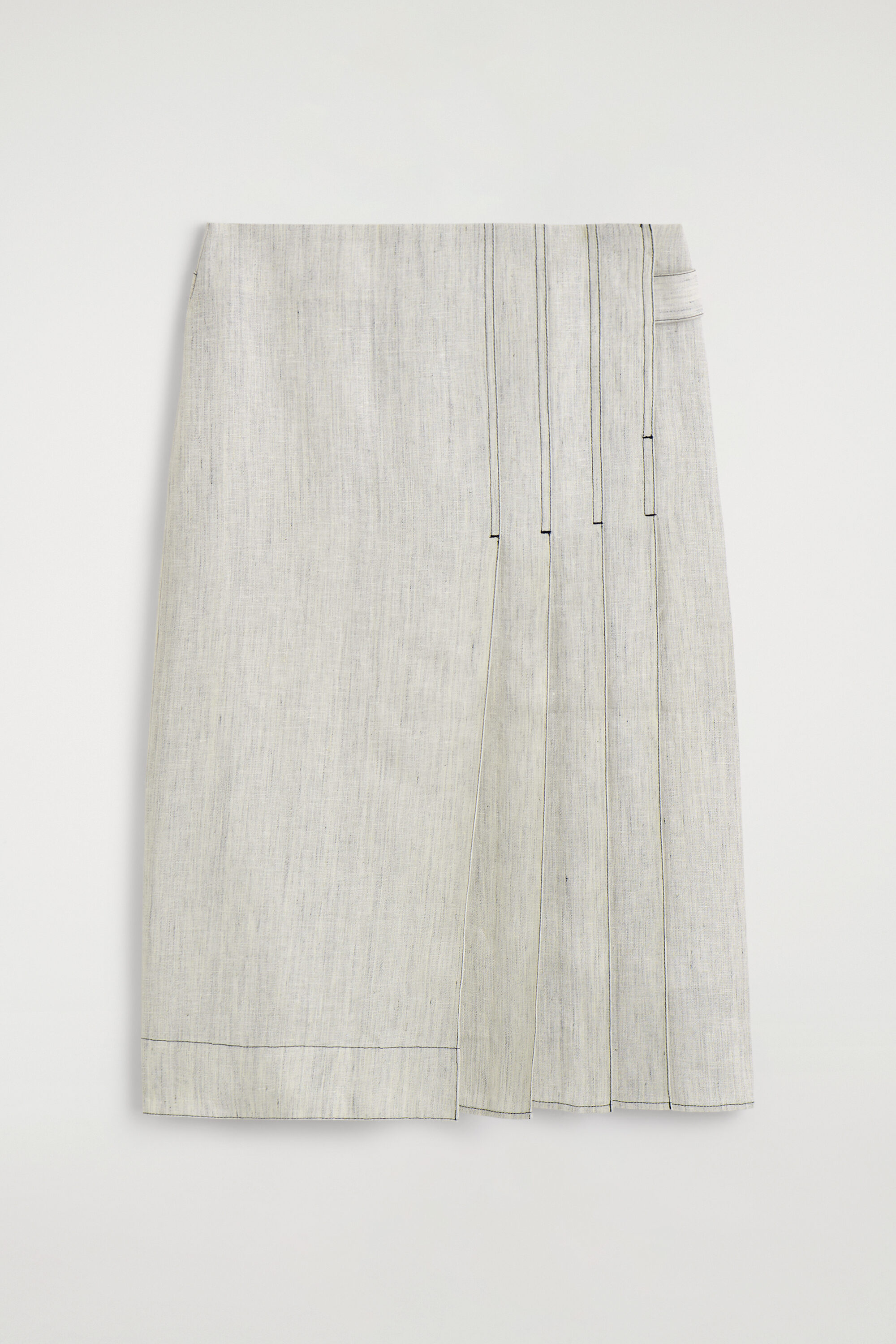 BELTED PLEATED LINEN MIDI SKIRT - thumbnail 5