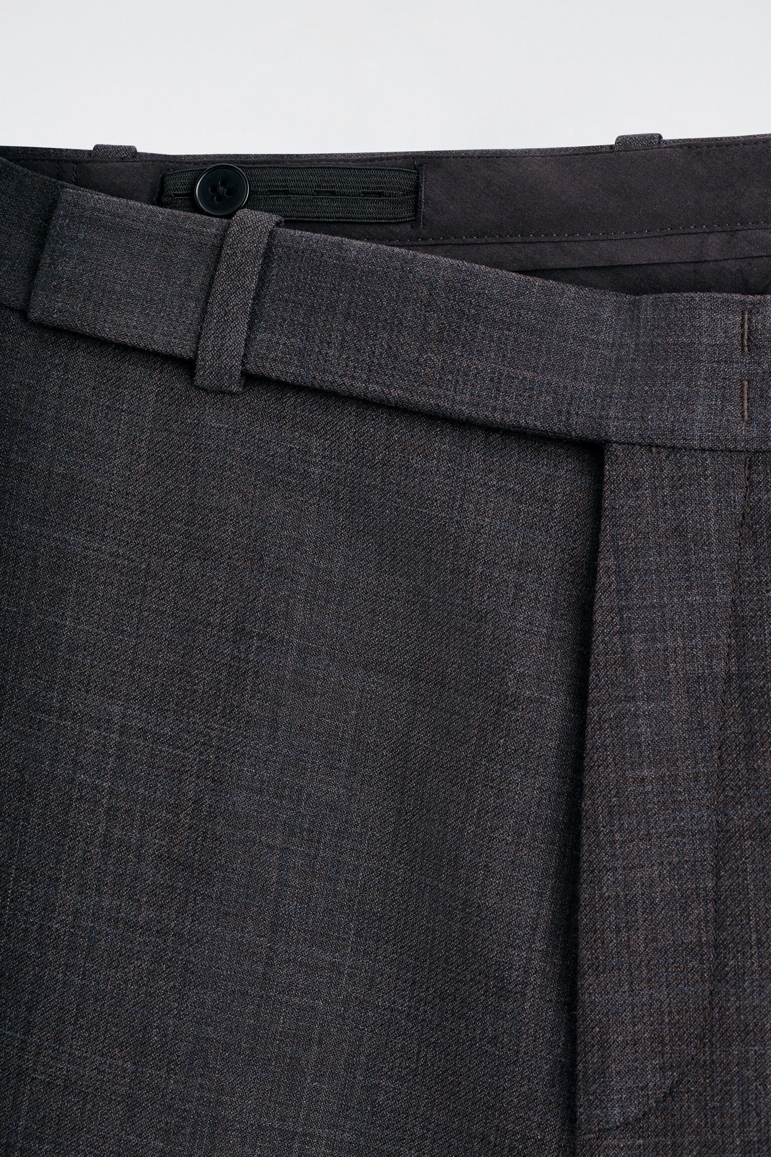 PANTALON DROIT EN LAINE MÉLANGÉE - BRUN FONCÉ/NOIR - 8