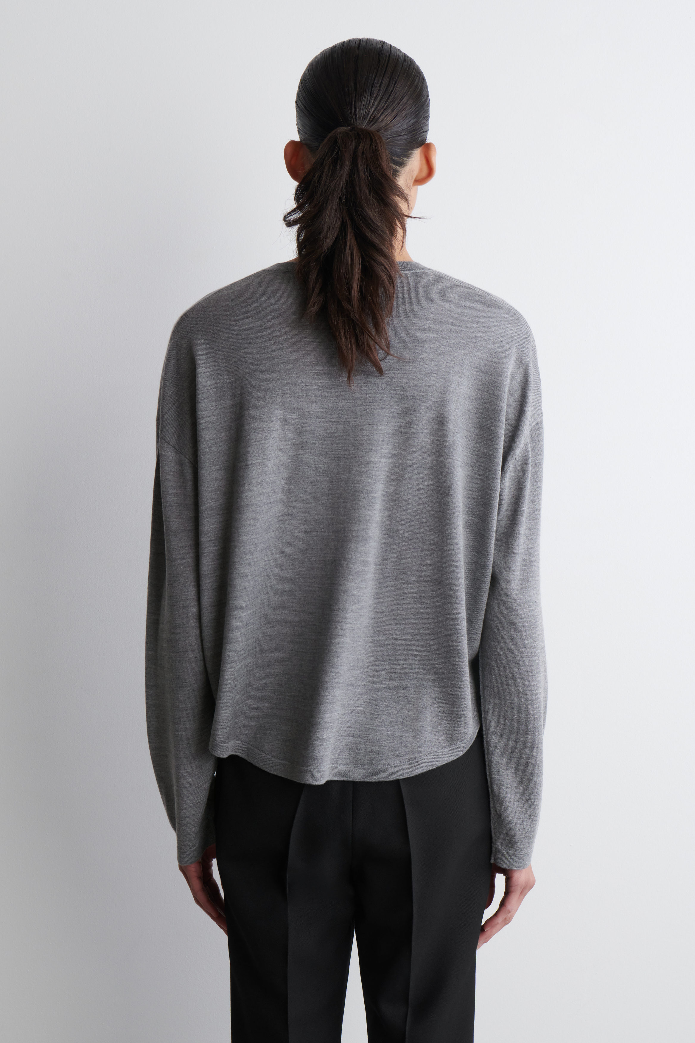 CIRCLE-CUT MERINO WOOL CARDIGAN - GRAY MÉLANGE | COS