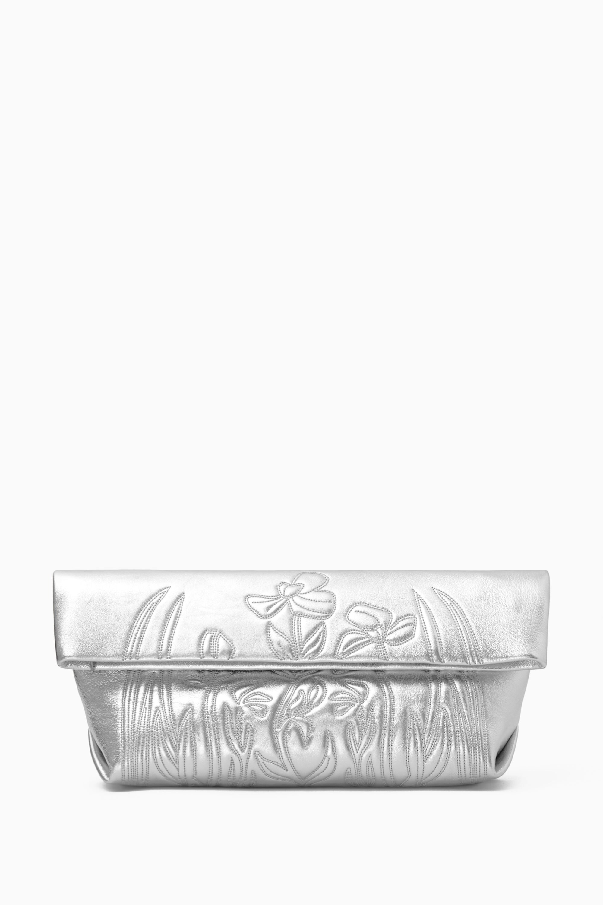 ガウ EMBROIDERED WESTERN CLUTCH - LEATHER - SILVER | COS