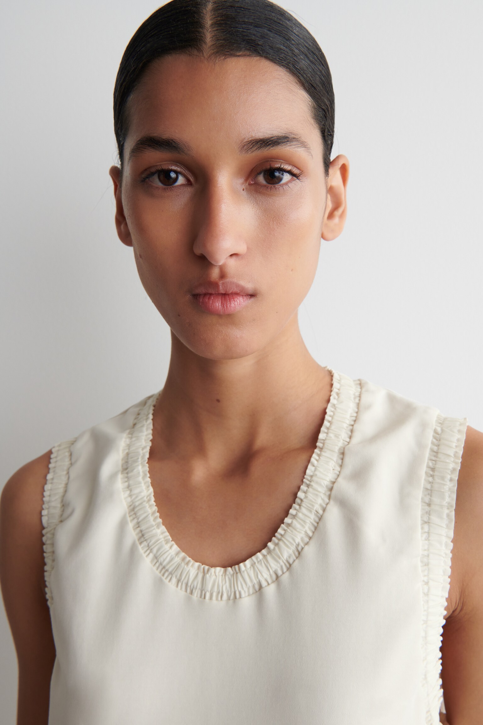 ABITO MIDI IN COTONE CON VOLANT - BIANCO/BLU NAVY - 4