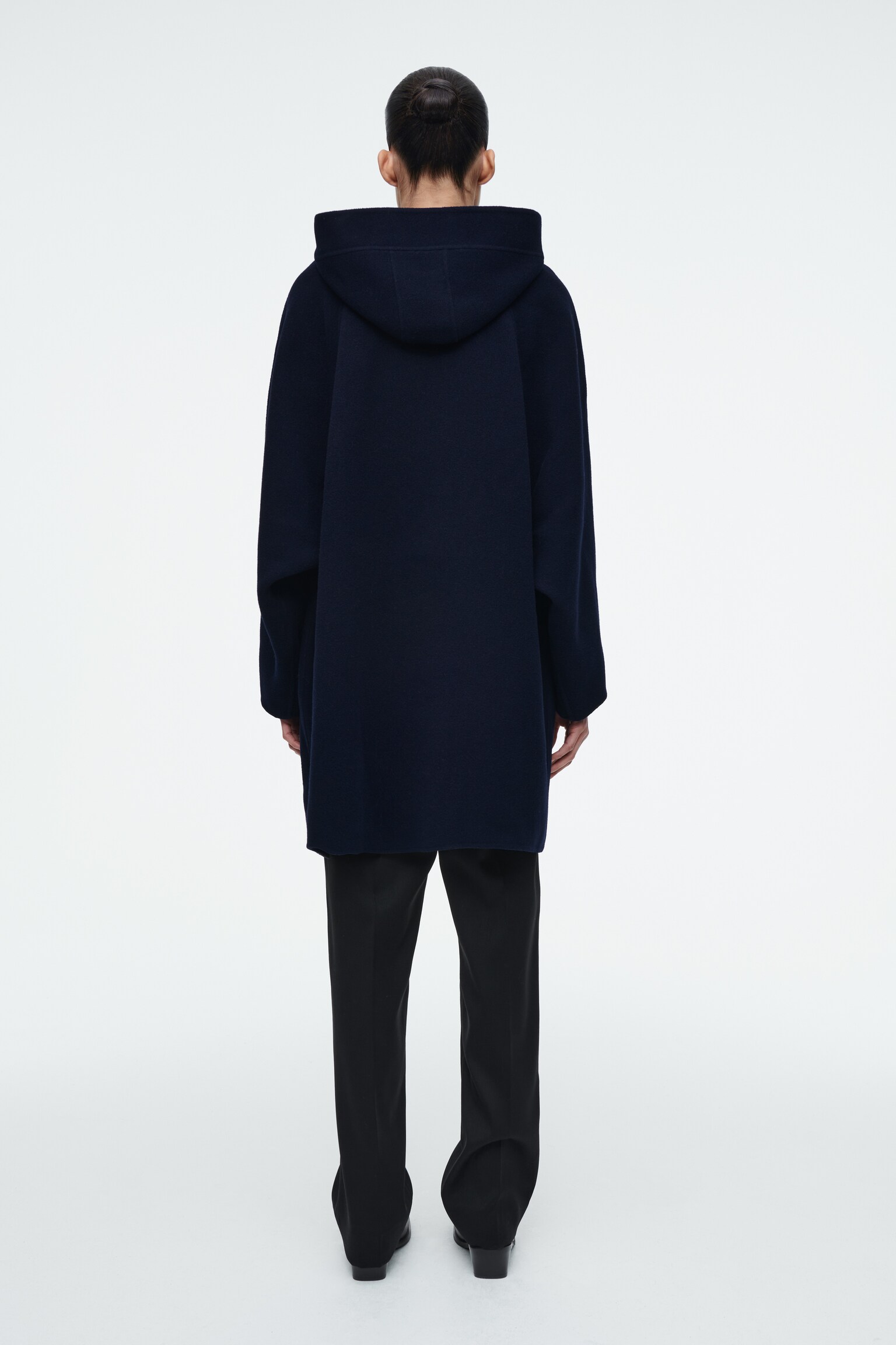MANTEAU OVERSIZE EN LAINE DOUBLE FACE - BLEU MARINE - 5