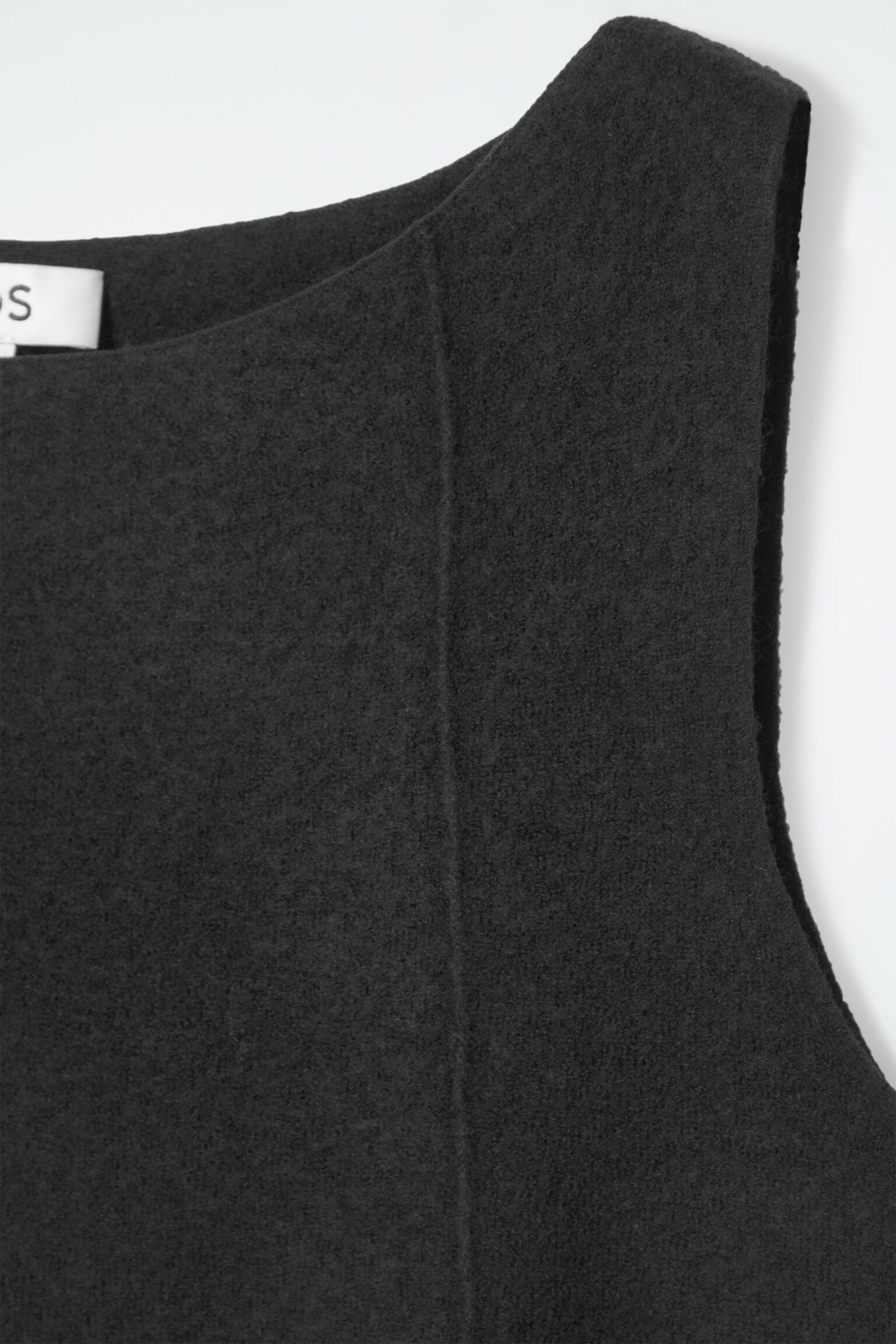 PANELLED WOOL SHIFT DRESS - BLACK - 5