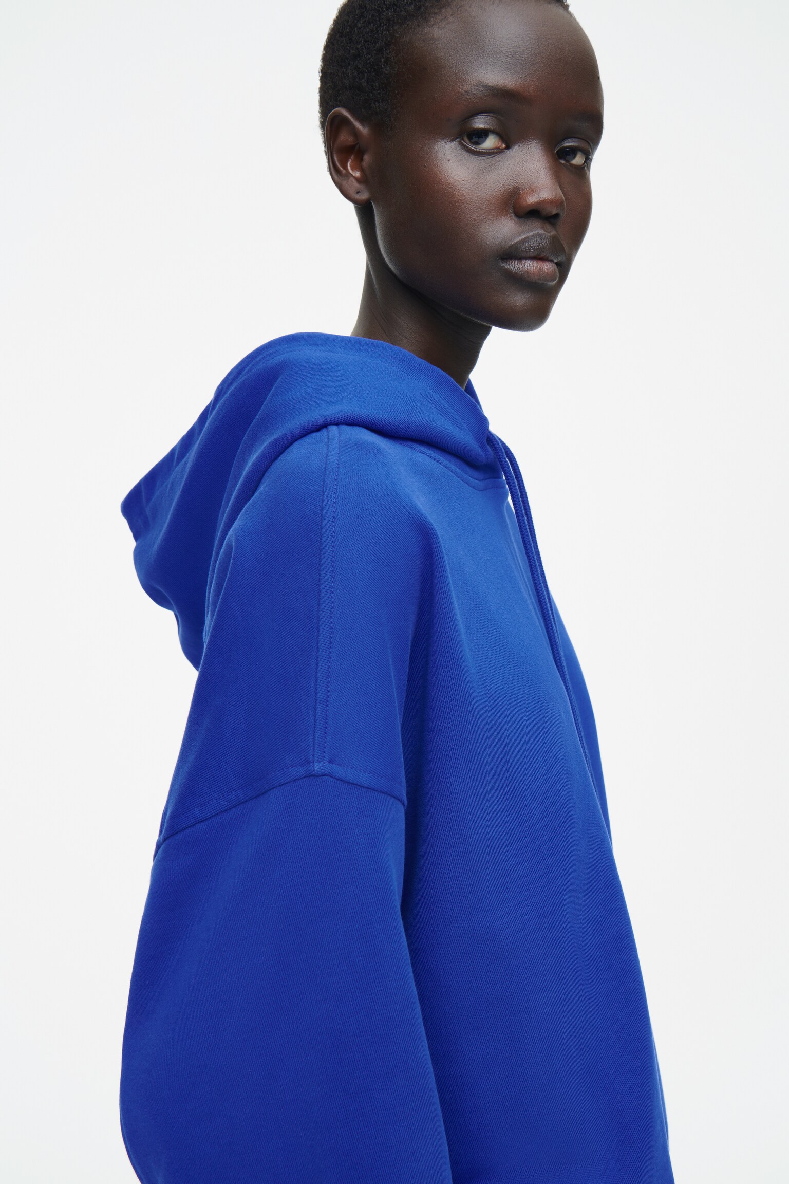 OVERSIZED JERSEY HOODIE - COBALT BLUE/BLACK - 7