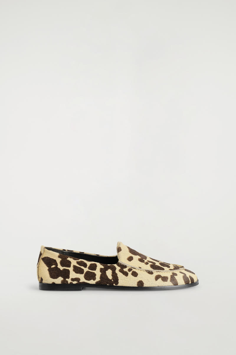 Animal-Print Pony Hair Effect Leather Loafers