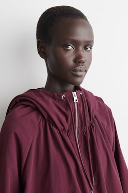 TECHNICAL HOODED PARKA JACKET — DARK RED 5