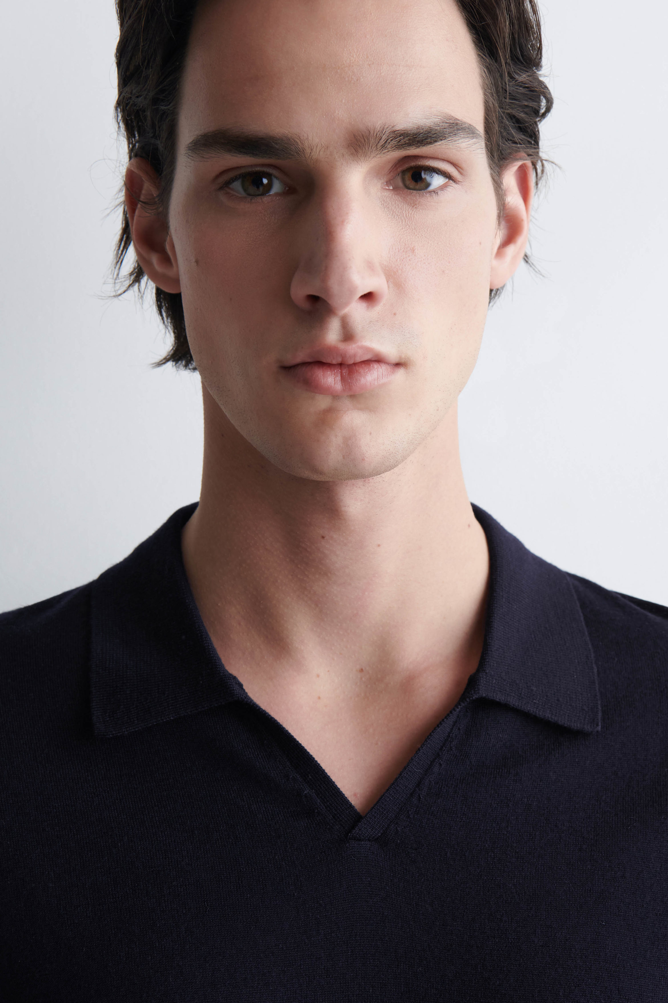 OPEN-COLLAR MERINO WOOL POLO SHIRT - thumbnail 5