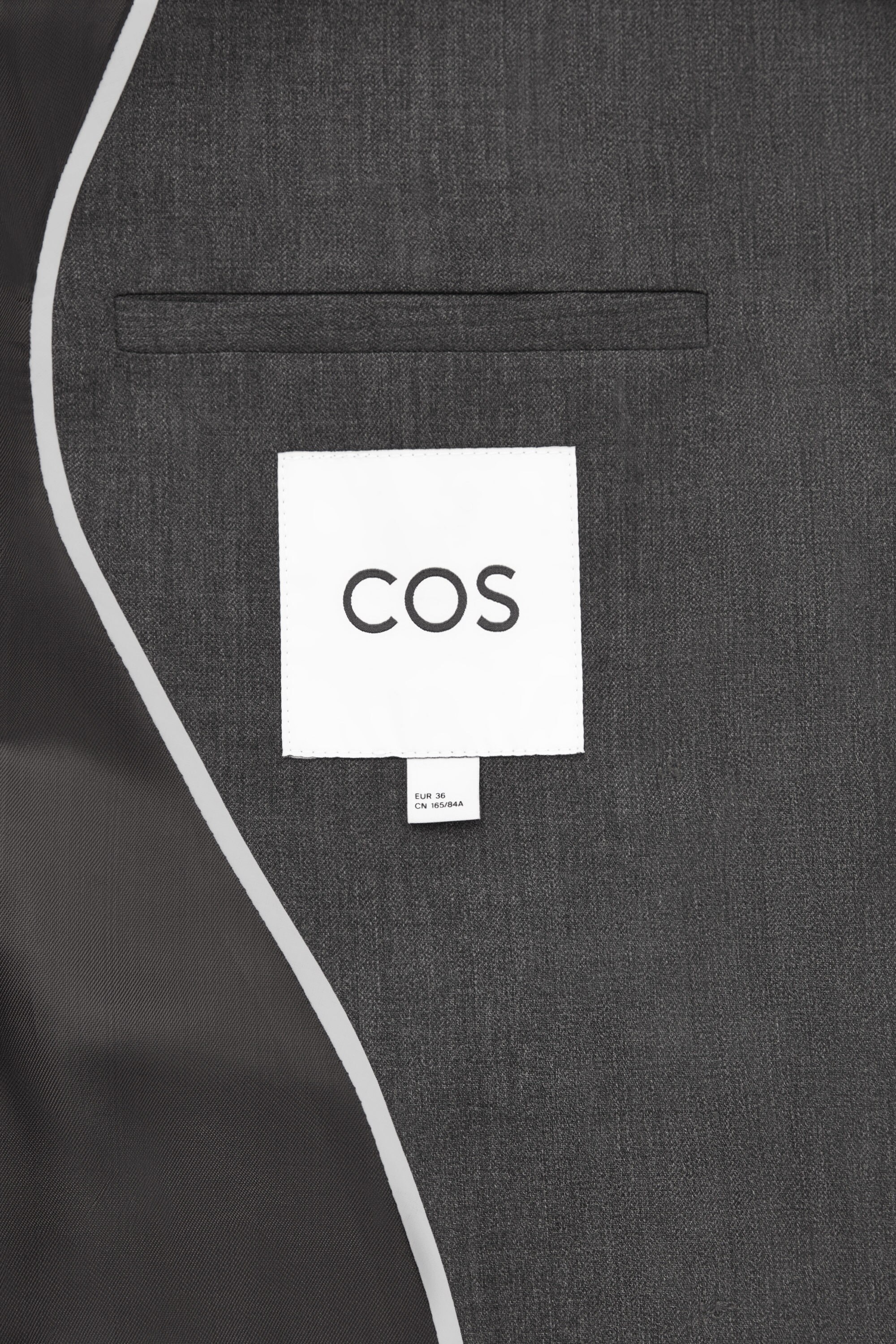 DOUBLE-BREASTED WOOL BLAZER - DARK GREY | COS