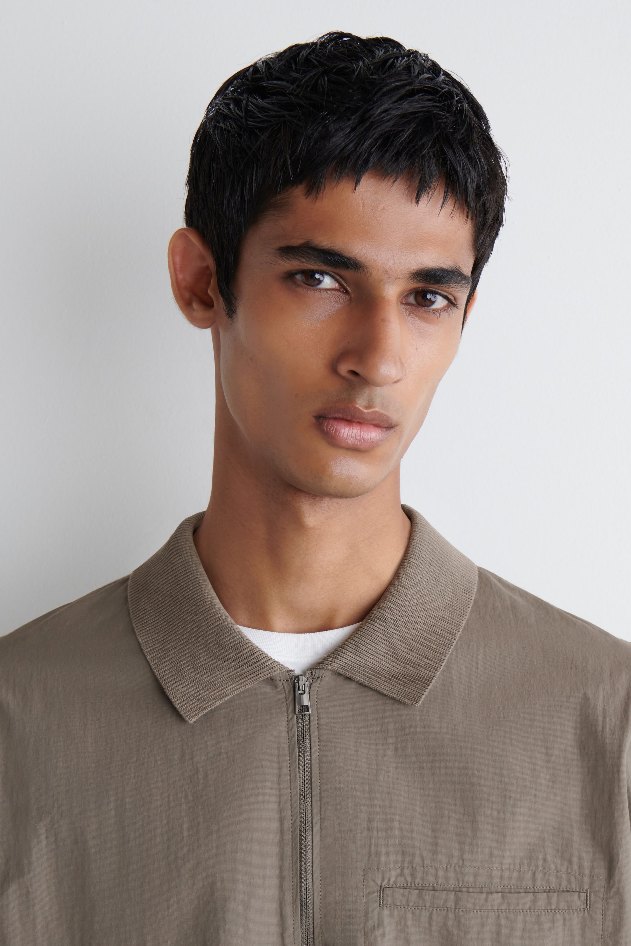 NYLON-PANELED KNITTED SHIRT