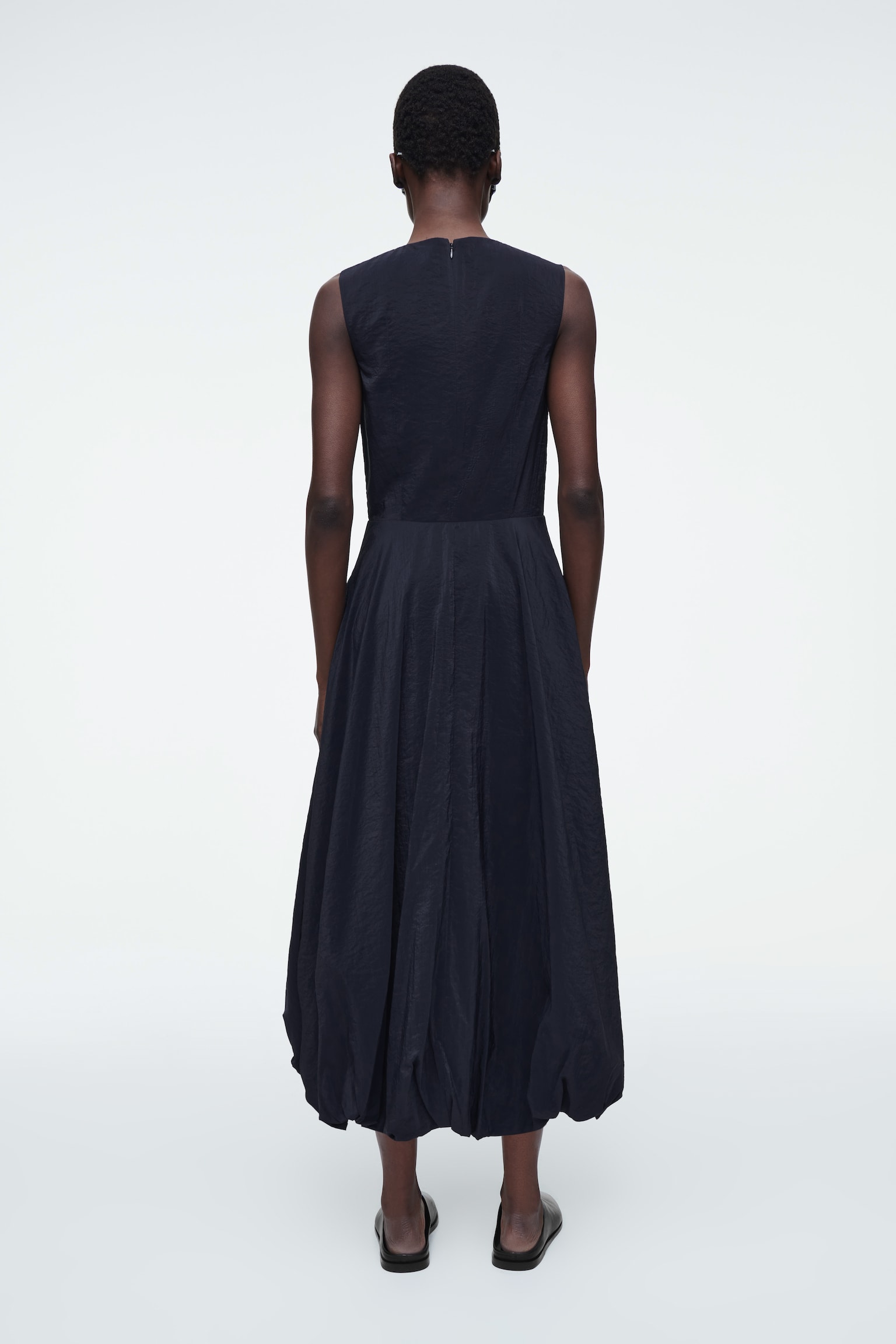 SLEEVELESS BUBBLE-HEM MIDI DRESS - TMAVĚ MODRÁ/SVĚTLĚ RŮŽOVÁ/ORANŽOVÁ - 6