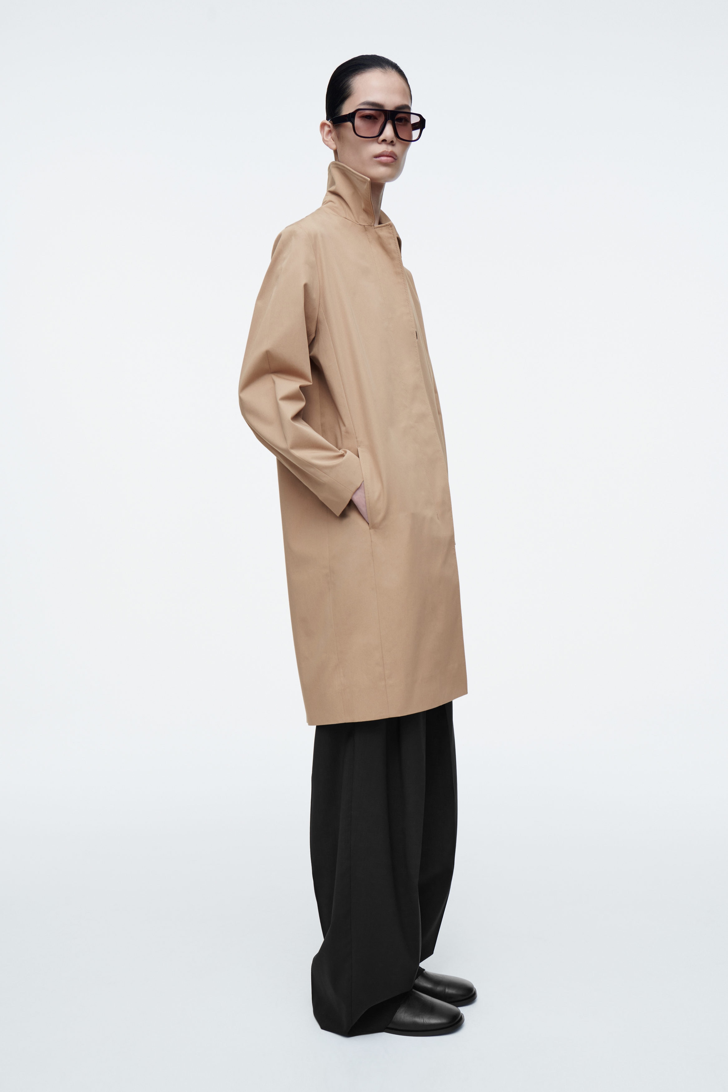 COTTON CAR COAT - BEIGE | COS