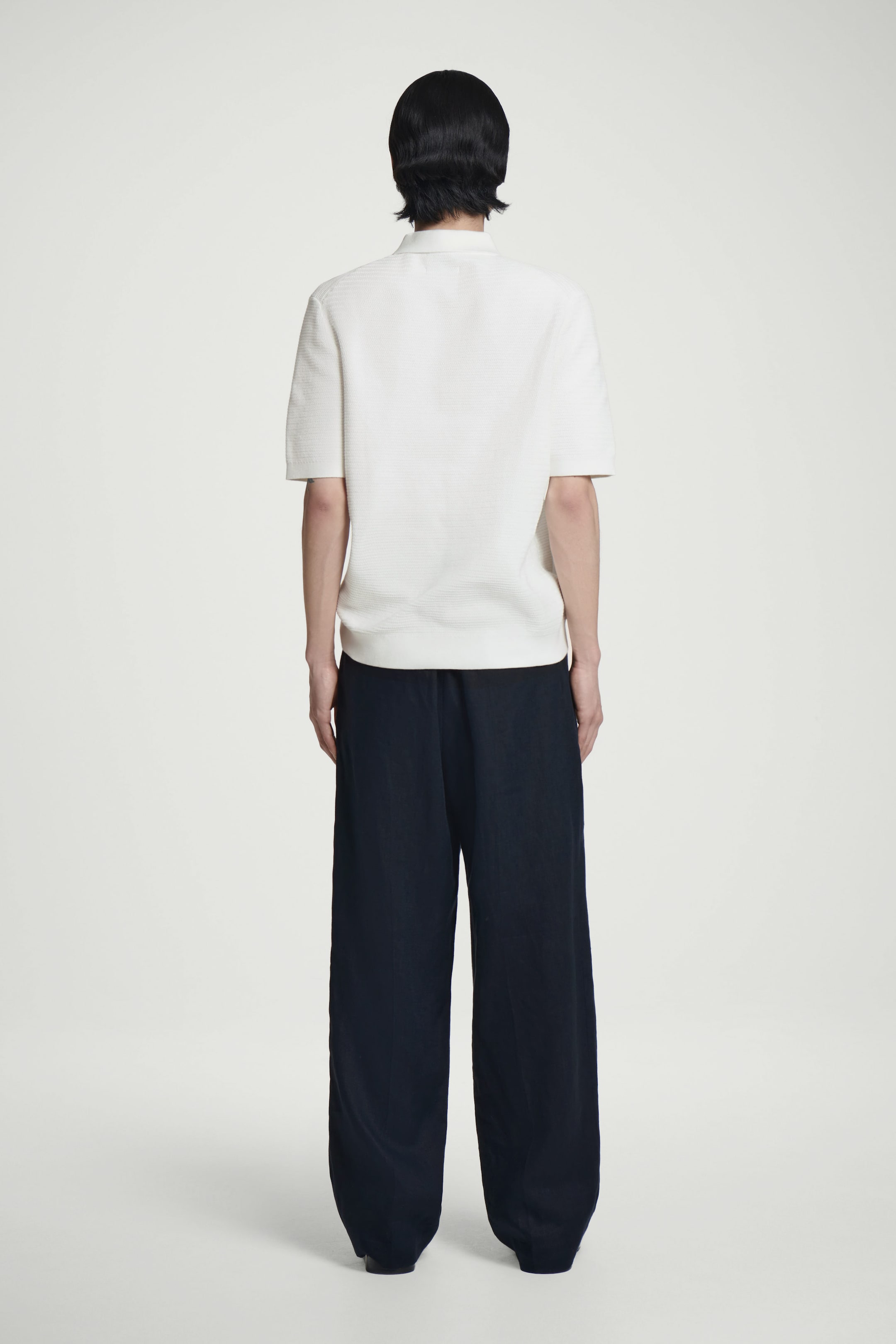 TEXTURED KNITTED COTTON POLO SHIRT