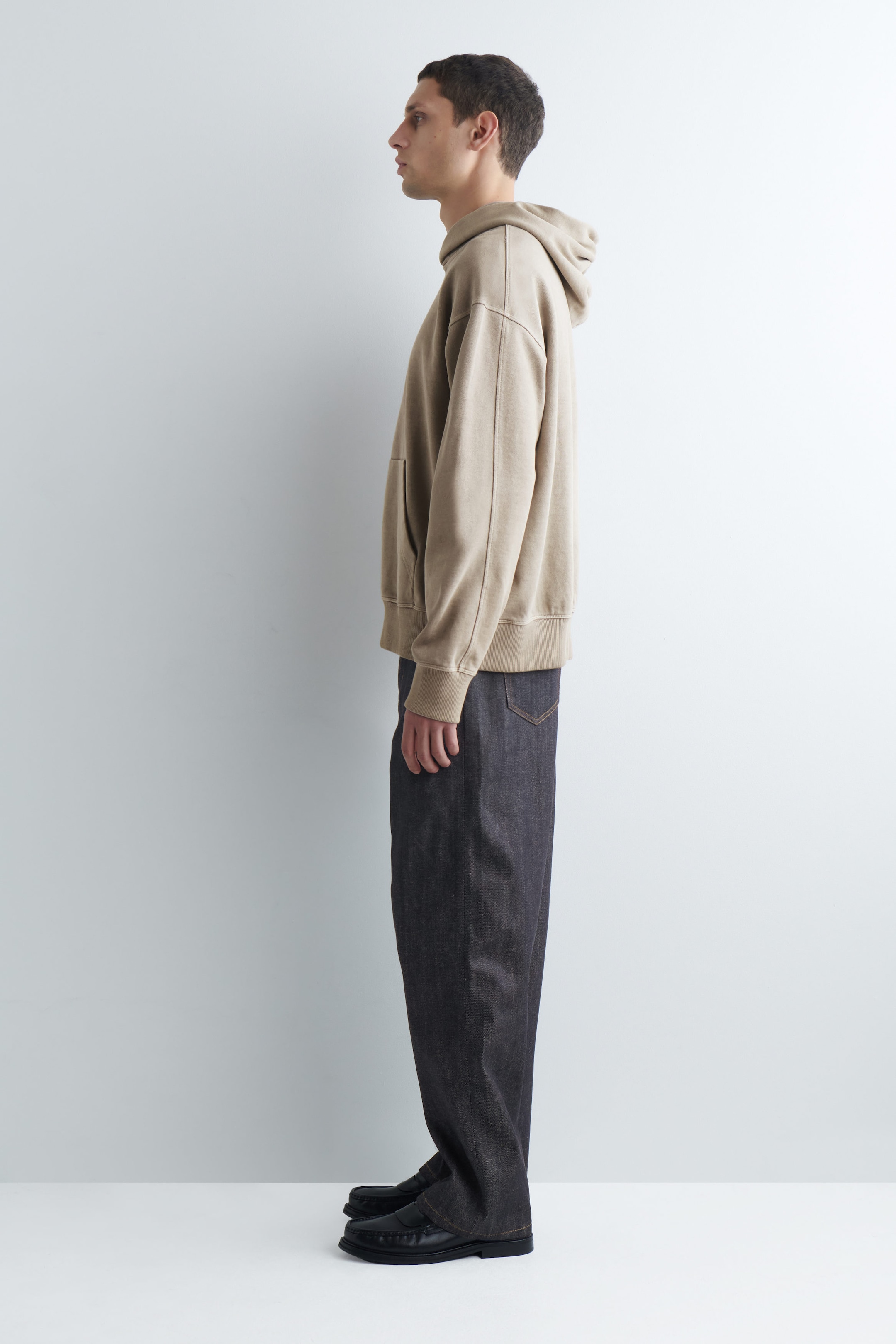 WASHED COTTON-JERSEY HOODIE