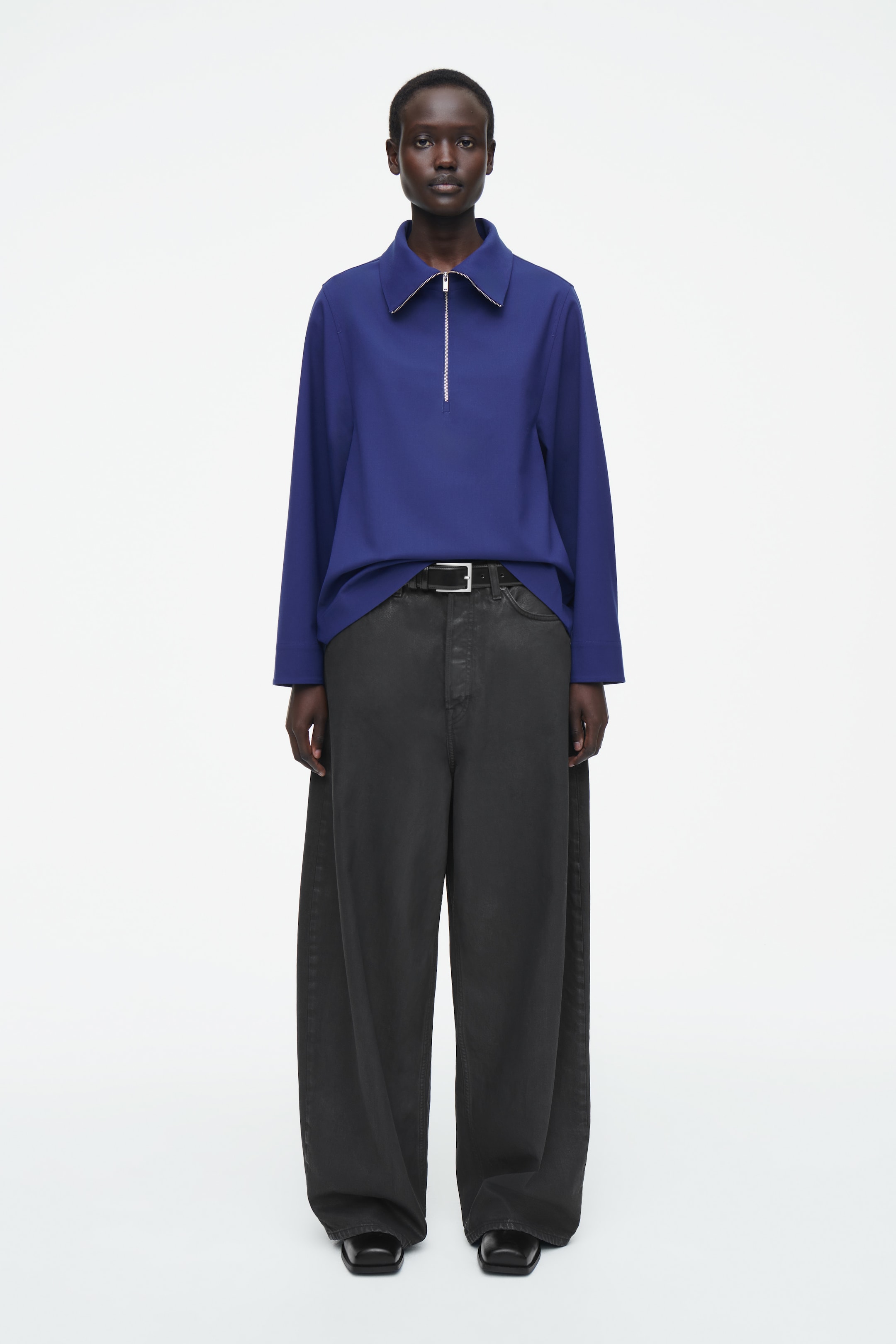 Agrandir l'image: BLOUSE DEMI-ZIPPÉE EN LAINE MÉLANGÉE - BLEU - FEMME | H&M FR 3