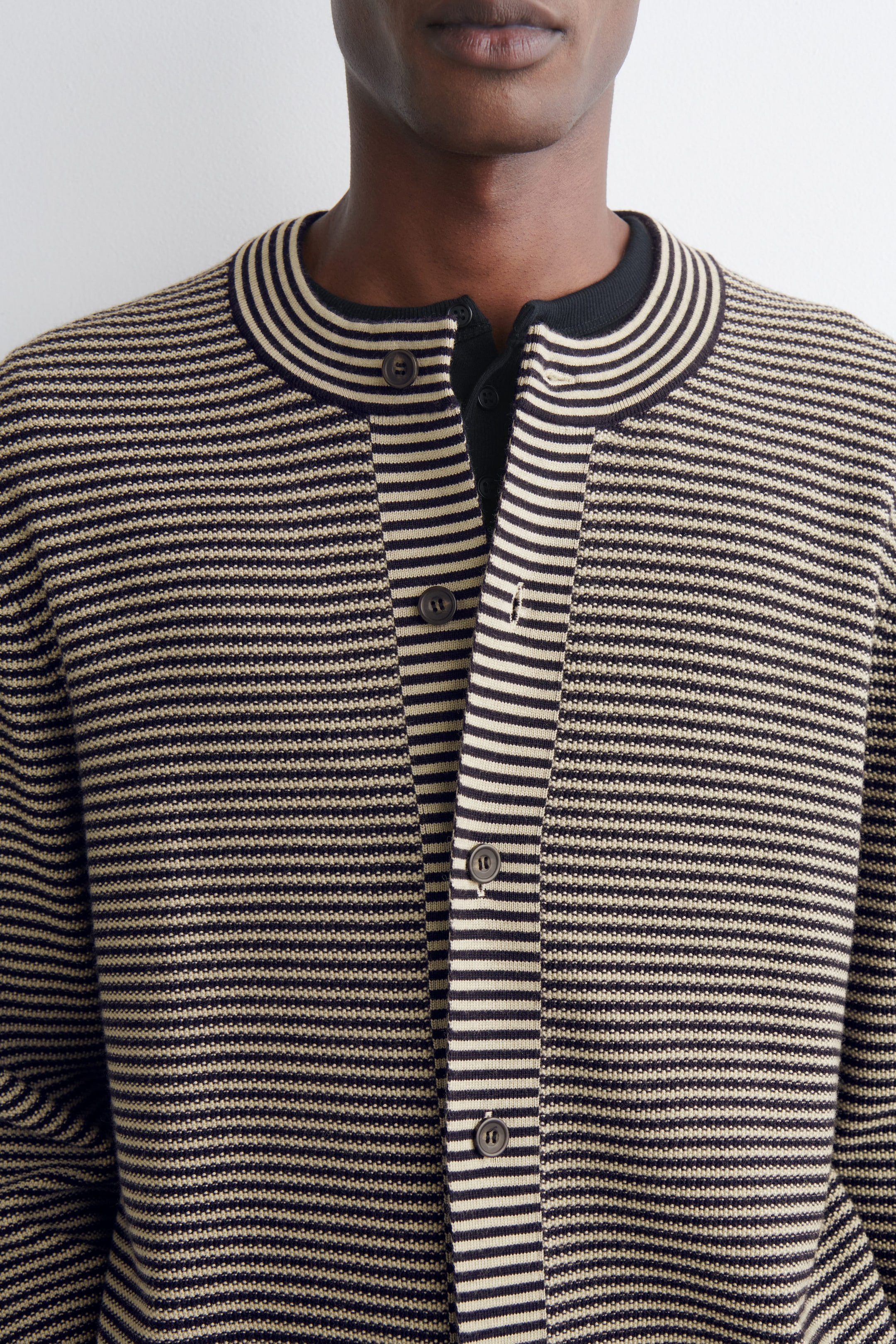STRIPED MERINO WOOL CARDIGAN