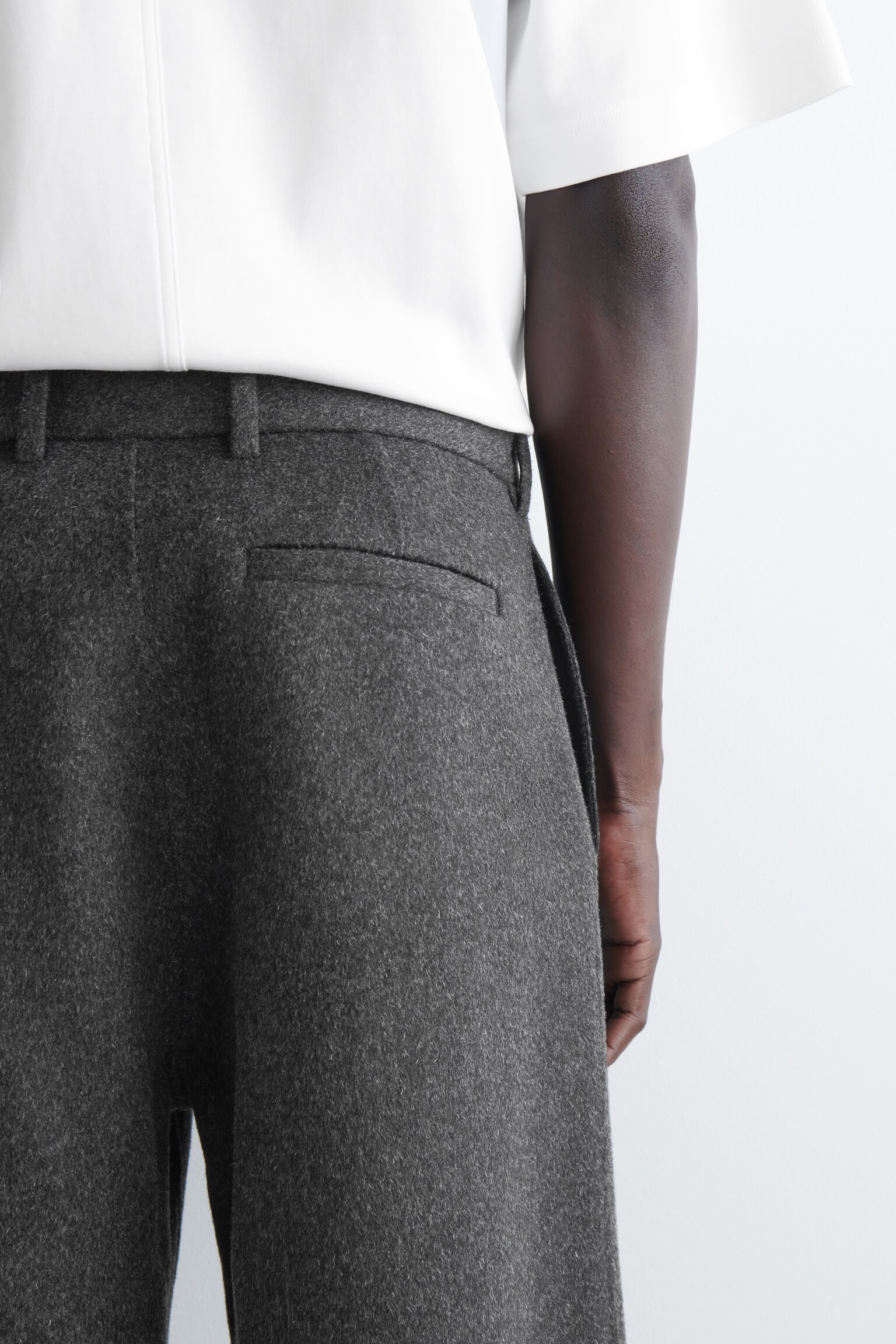 DOUBLE-FACED WOOL WIDE-LEG TROUSERS - CHARBON/BRUN - 4