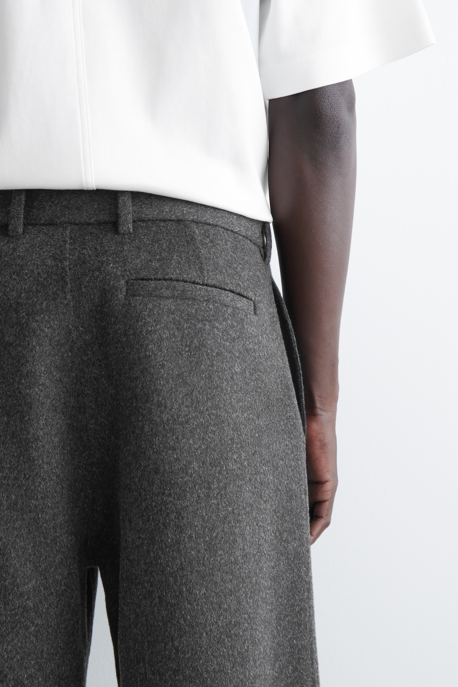 SPLIT WOOL WIDE-LEG TROUSERS - CHARCOAL/BROWN - 7