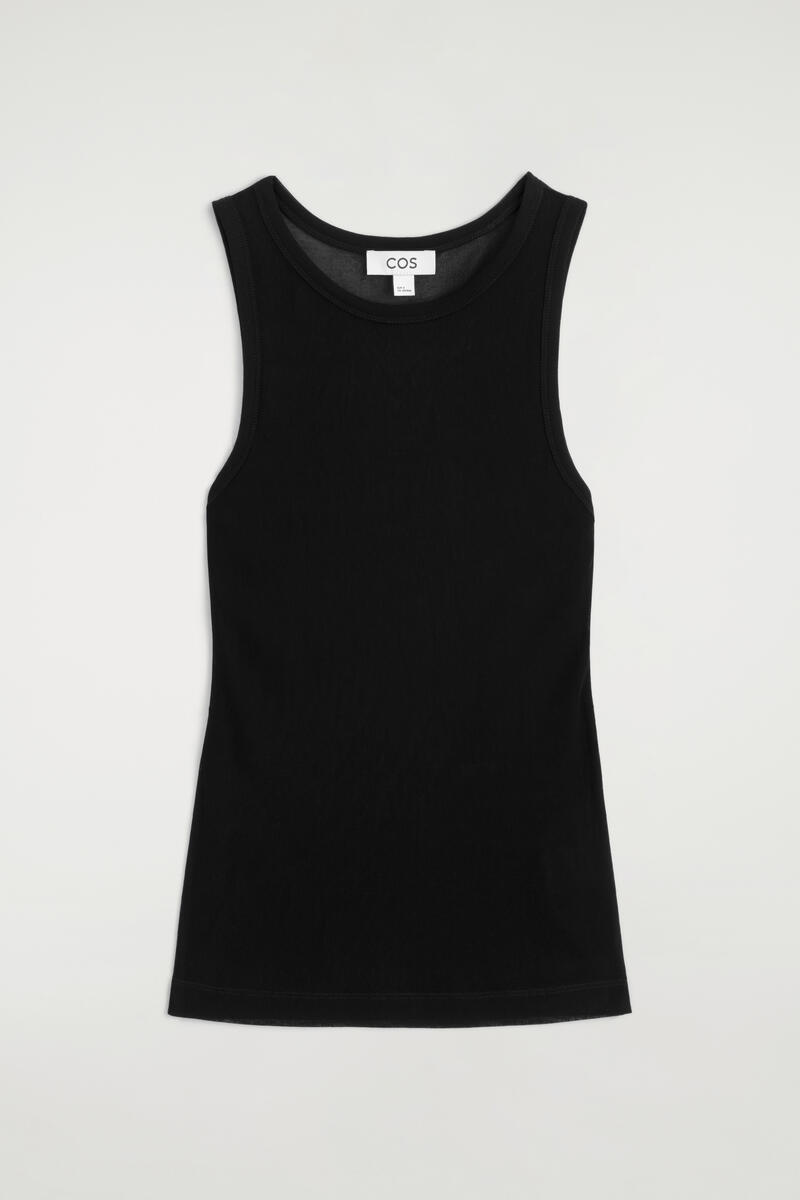 COS Ribbed Silk Tank Top Black Women's Extra Large