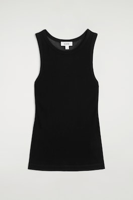RIBBED SILK TANK TOP — BLACK 9